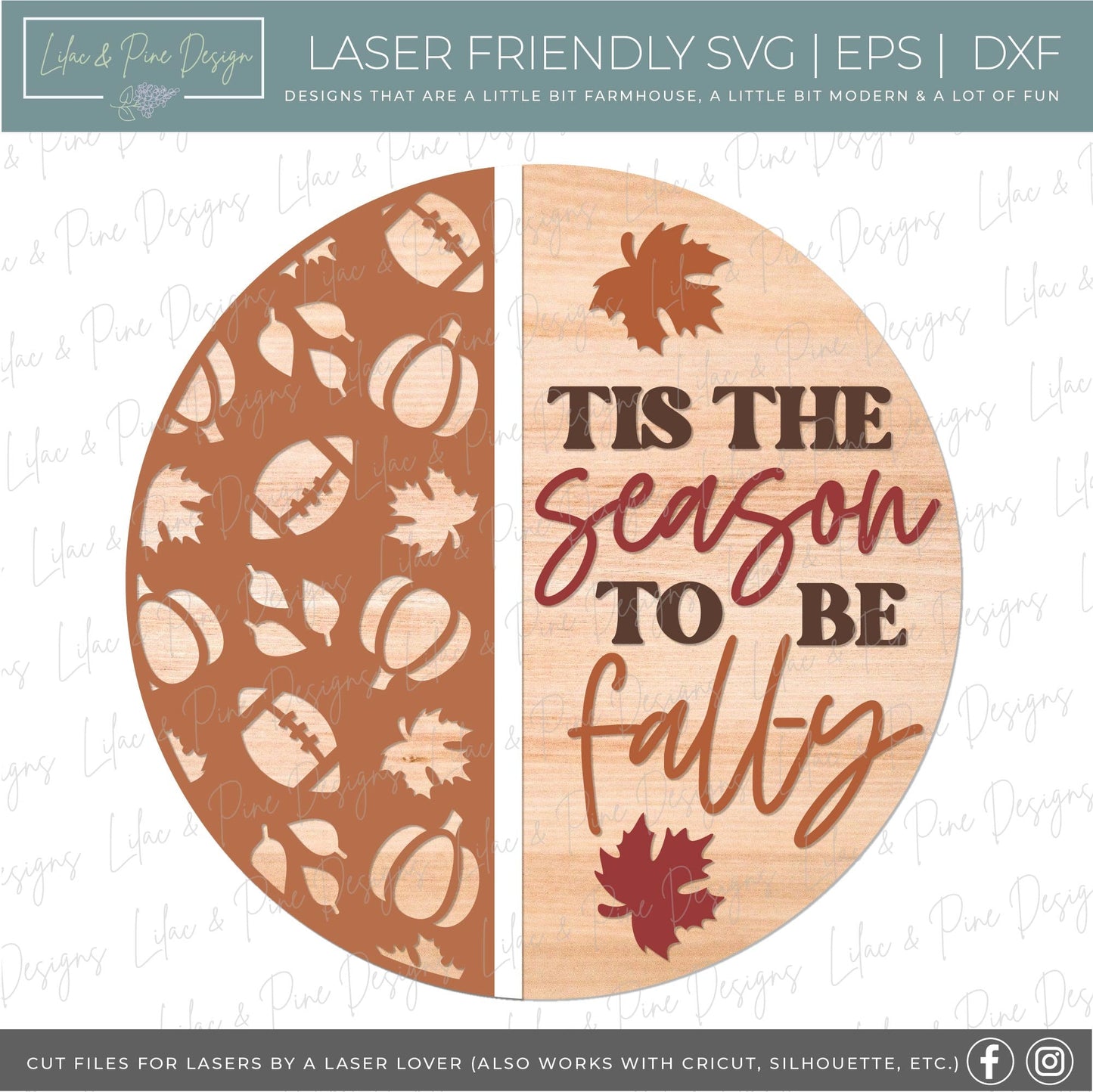 Tis the season door hanger SVG, Fall welcome sign, fall door hanger SVG, fall decor, football, autumn sign, Glowforge SVG, laser cut file
