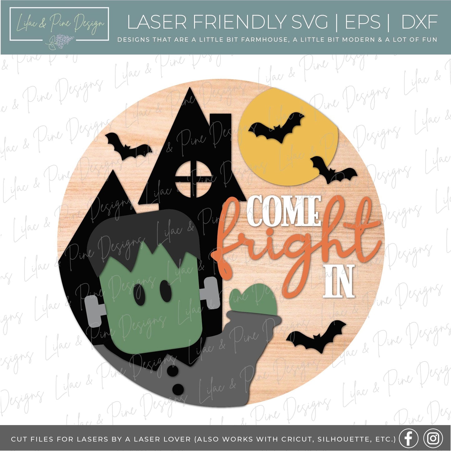 Halloween door hanger, Frankenstein Welcome SVG, Frankenstein door hanger, Halloween sign, Halloween decor, Glowforge Svg, laser cut file