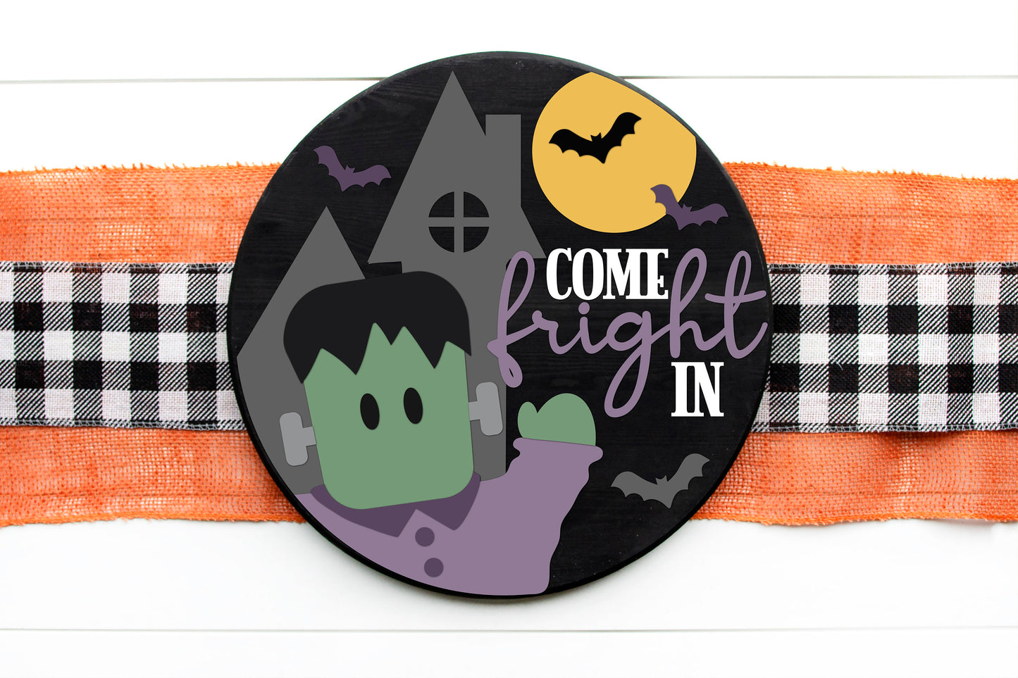 Halloween door hanger, Frankenstein Welcome SVG, Frankenstein door hanger, Halloween sign, Halloween decor, Glowforge Svg, laser cut file
