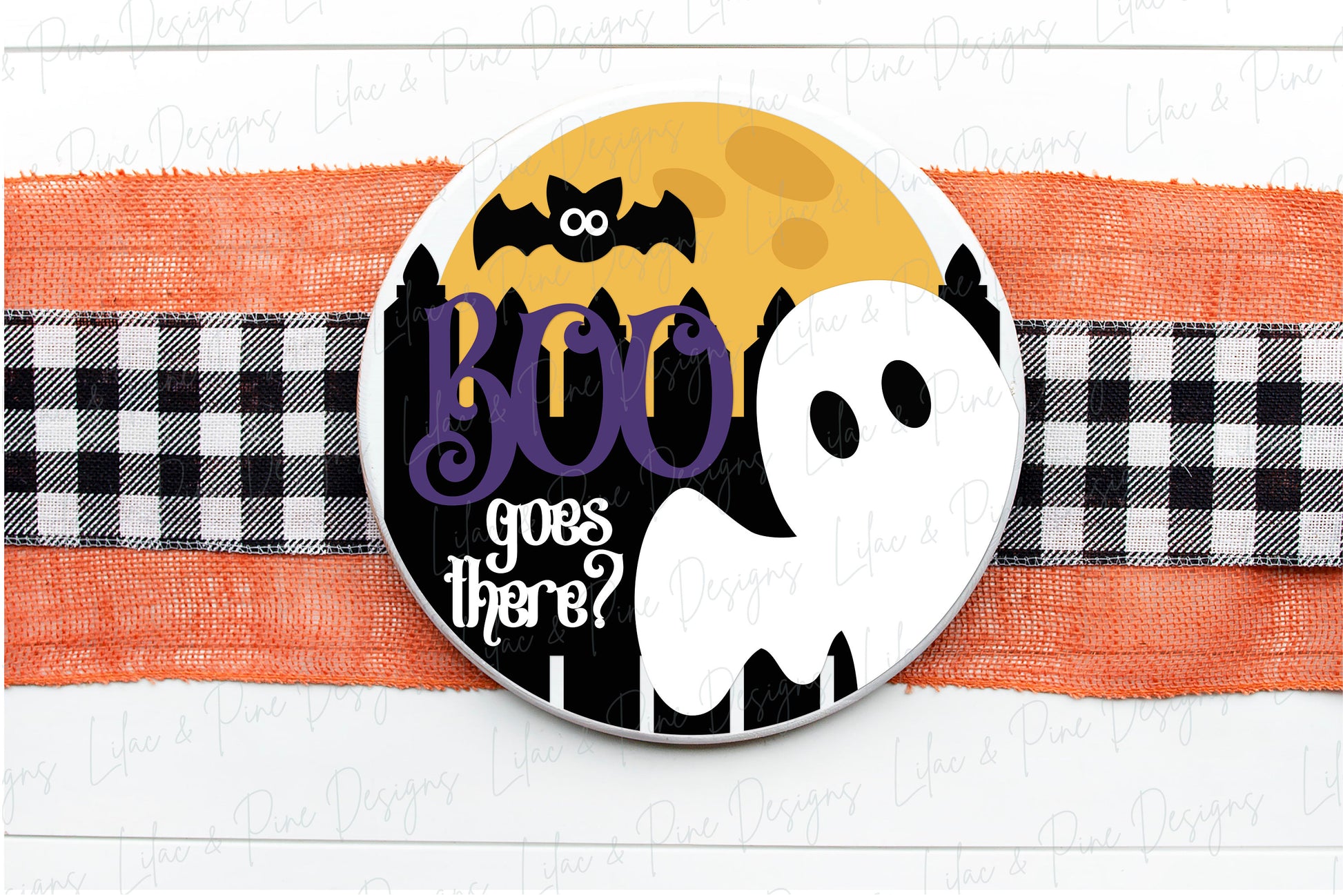 Halloween door hanger SVG, Boo goes there sign, Ghost welcome sign SVG, Boo round sign, Halloween porch decor, Glowforge SVG, laser cut file