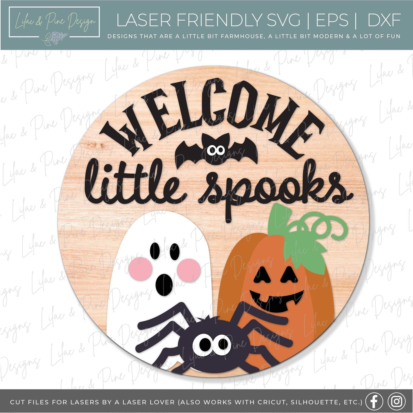 Halloween door hanger SVG, boos and ghouls sign, Ghost welcome sign SVG, little spooks sign, Halloween decor, Glowforge SVG, laser cut file