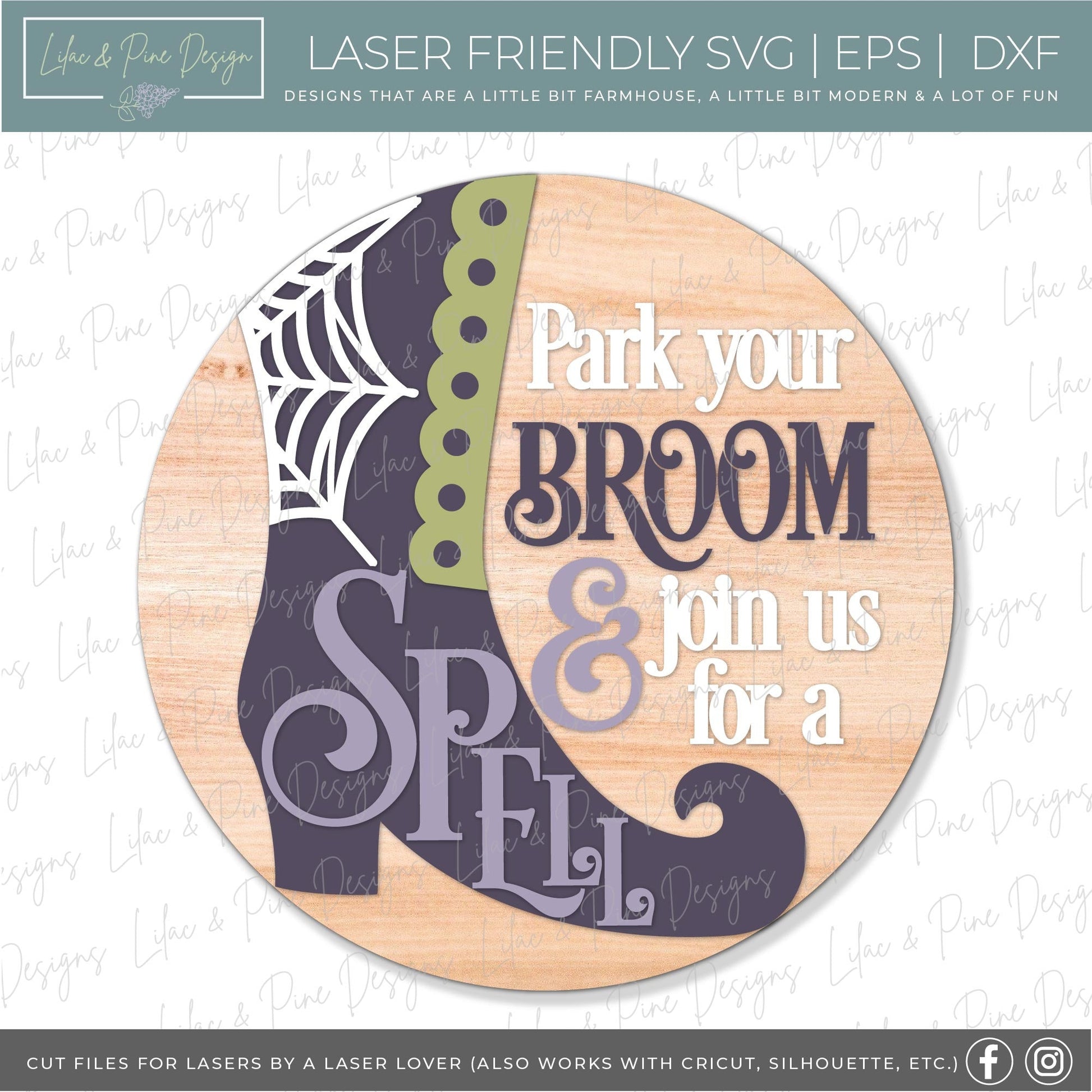 Halloween sign, Witch door hanger SVG, Witch boot welcome sign, Halloween decor, Come in for a Spell SVG, Glowforge Svg, laser cut file