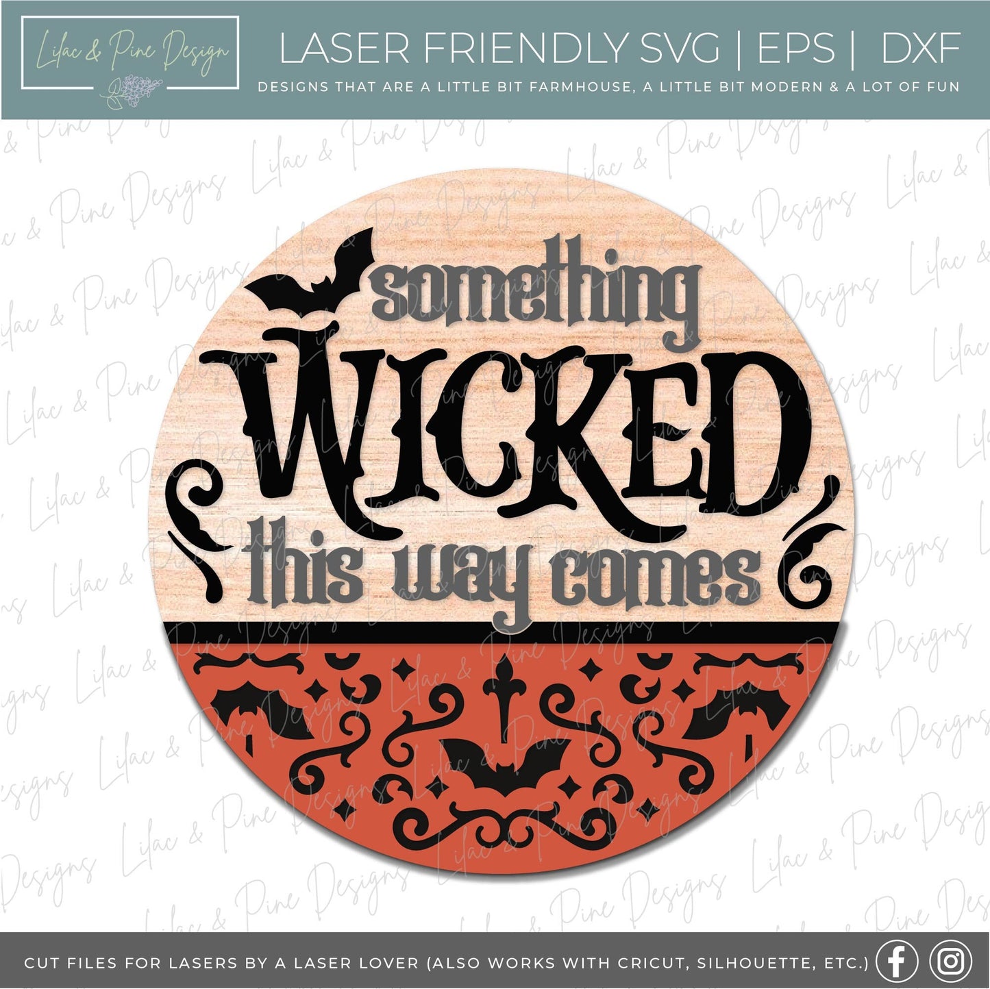 Something Wicked This Way Comes, spooky door hanger SVG, Halloween sign SVG, welcome sign, front door sign, Glowforge Svg, laser cut file