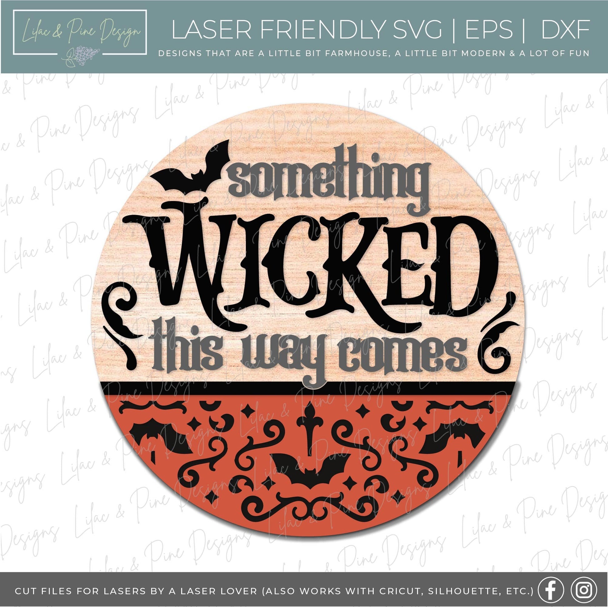 Something Wicked This Way Comes, spooky door hanger SVG, Halloween sign SVG, welcome sign, front door sign, Glowforge Svg, laser cut file