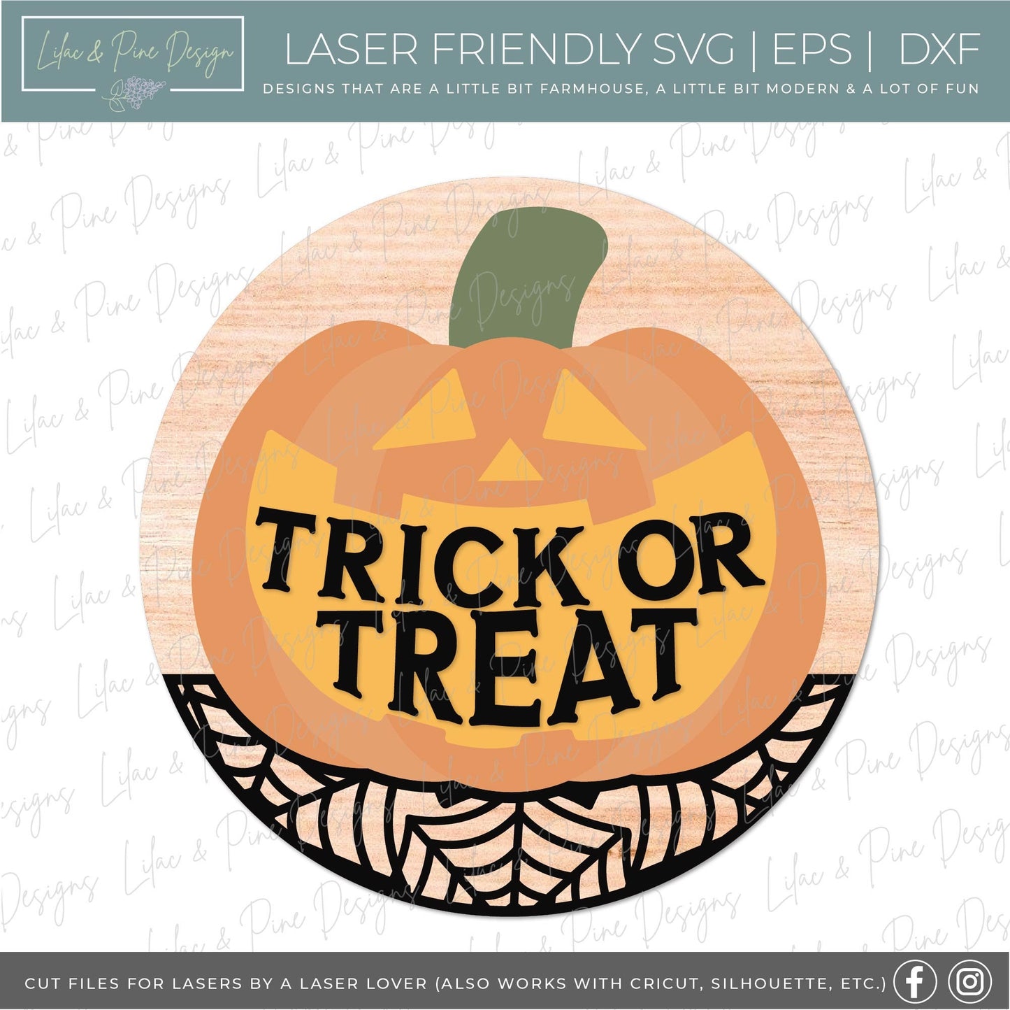 Trick or Treat sign SVG, Cute Halloween welcome, pumpkin door hanger SVG, jack o lantern svg, happy Halloween, Glowforge Svg, laser cut file
