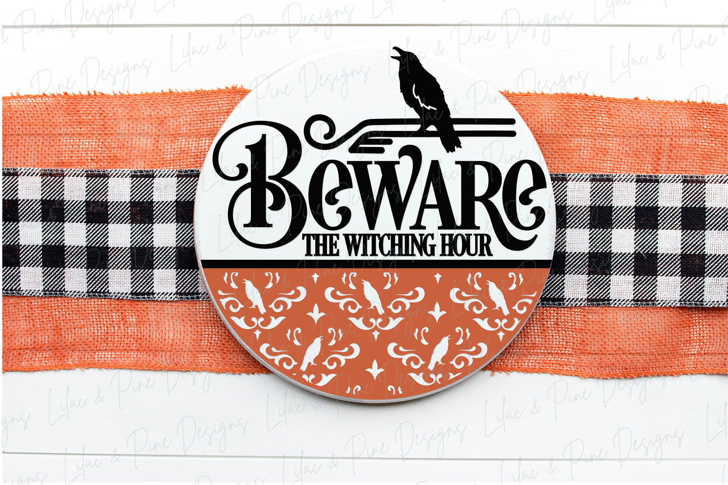Beware the Witching Hour, spooky door hanger SVG, Halloween welcome sign SVG, raven front door sign, crow SVG, Glowforge Svg, laser cut file