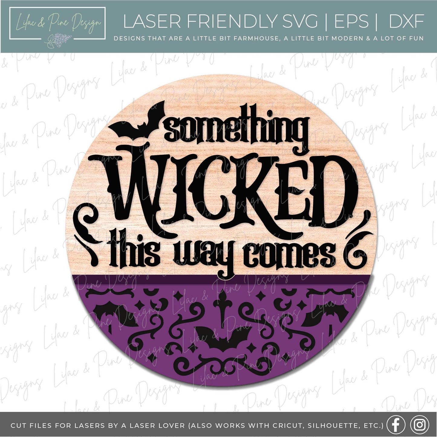 Something Wicked This Way Comes, spooky door hanger SVG, Halloween sign SVG, welcome sign, front door sign, Glowforge Svg, laser cut file