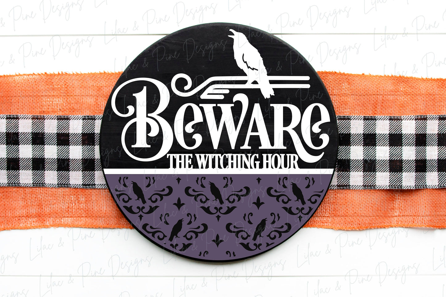 Beware the Witching Hour, spooky door hanger SVG, Halloween welcome sign SVG, raven front door sign, crow SVG, Glowforge Svg, laser cut file