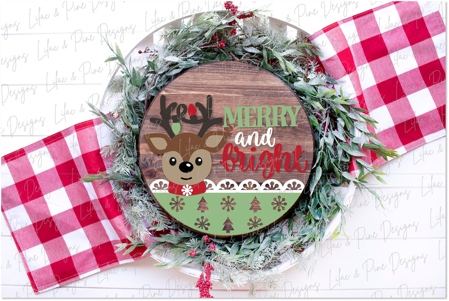Merry and bright sign SVG, Reindeer door hanger, cute Christmas welcome sign SVG, Glowforge Svg, laser cut file, digital download