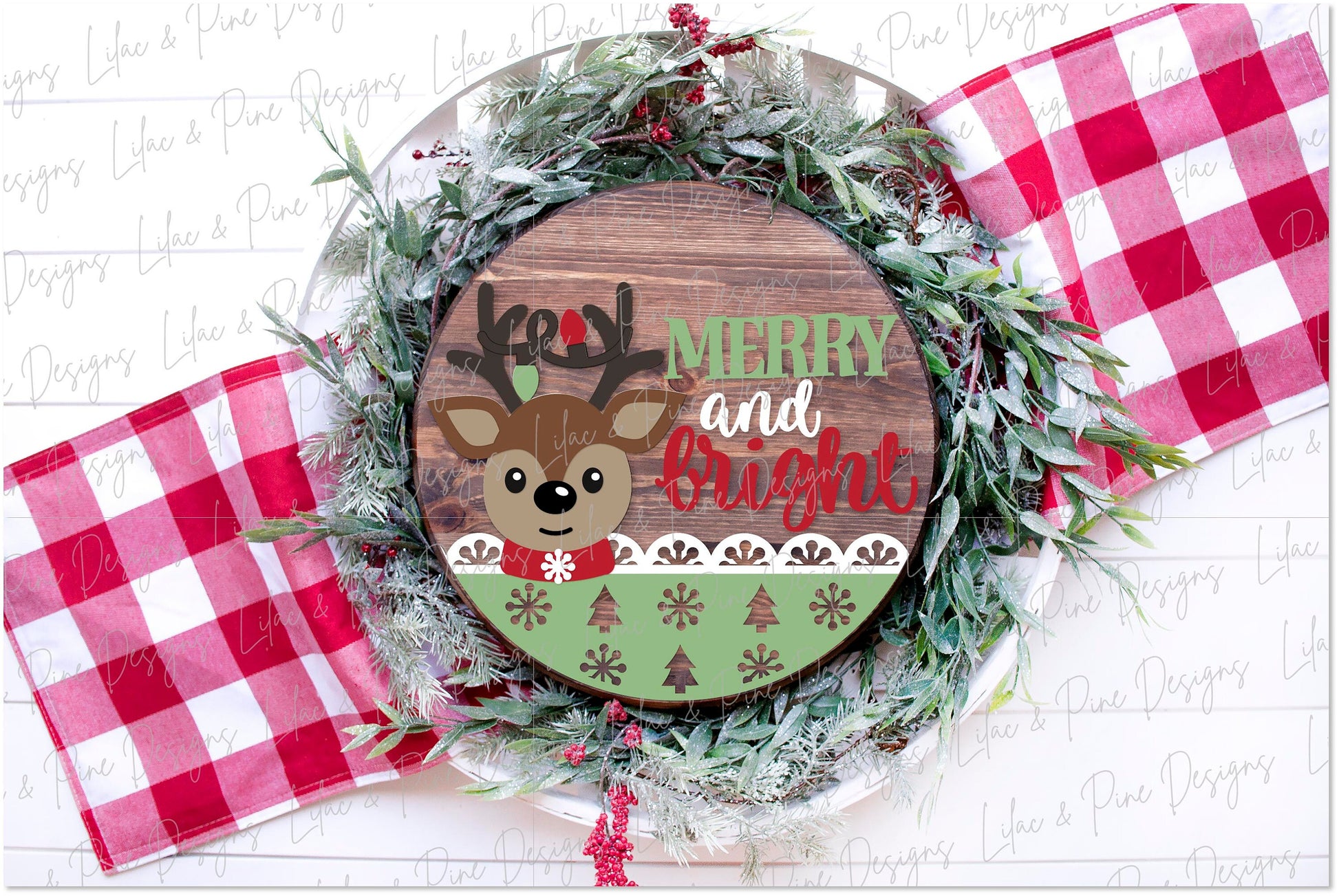 Merry and bright sign SVG, Reindeer door hanger, cute Christmas welcome sign SVG, Glowforge Svg, laser cut file, digital download
