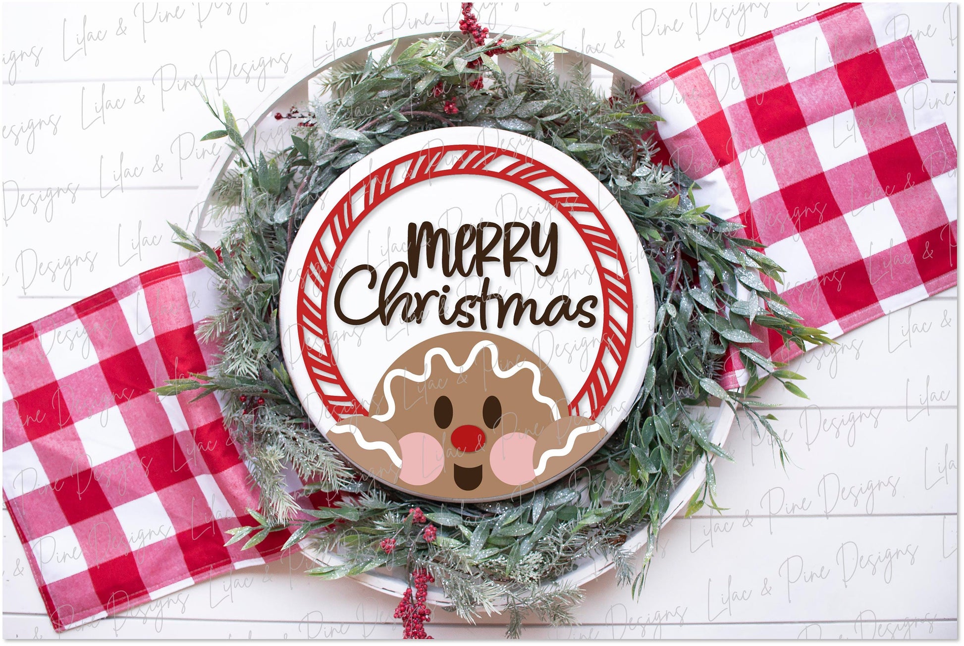 Gingerbread round sign SVG, Christmas door hanger, Peppermint welcome sign, cute Merry Christmas sign SVG, Glowforge Svg, laser cut file