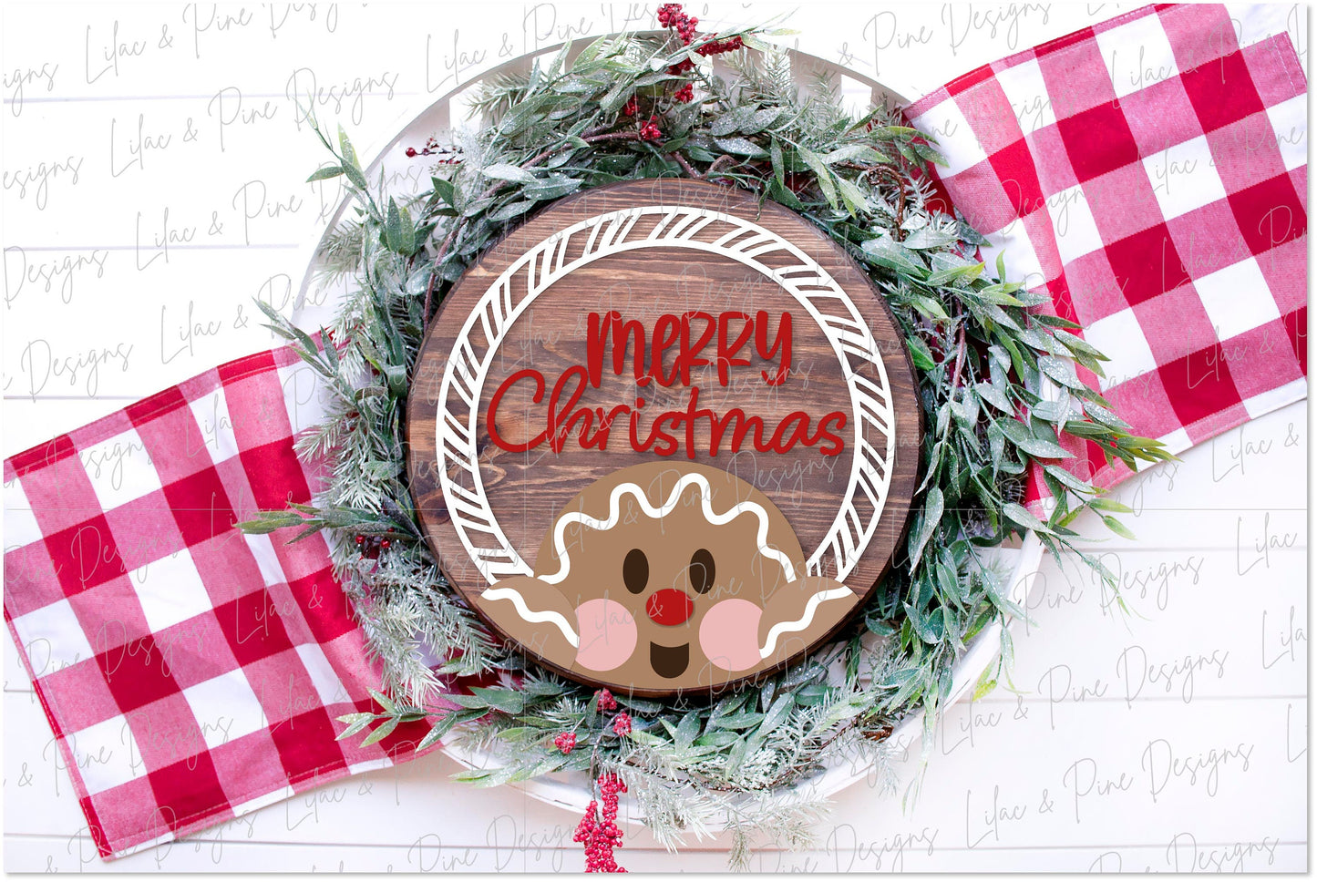 Gingerbread round sign SVG, Christmas door hanger, Peppermint welcome sign, cute Merry Christmas sign SVG, Glowforge Svg, laser cut file