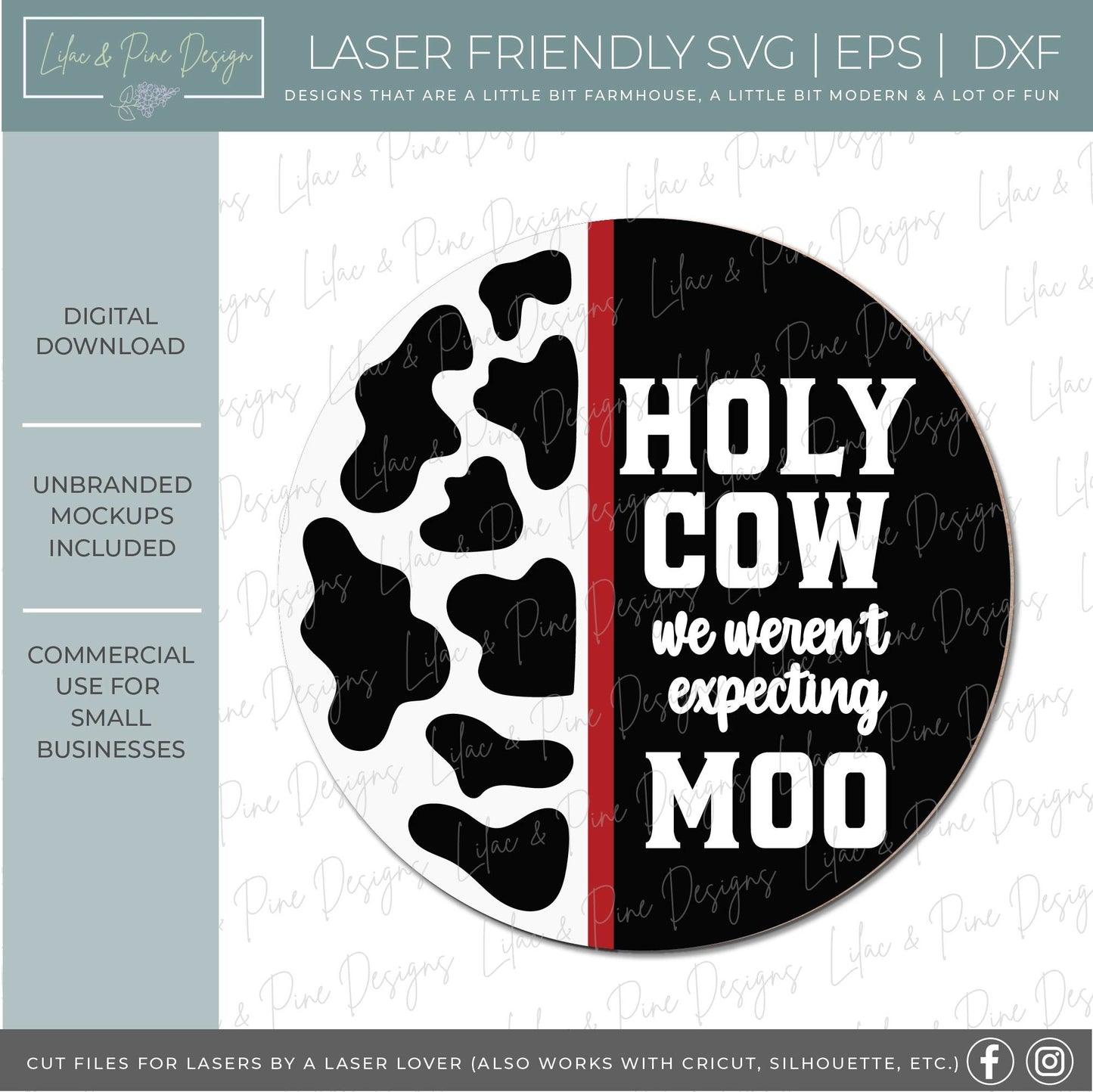 Cow welcome sign SVG, Funny Cow door hanger SVG, holy cow everyday round welcome sign SVG, Glowforge Svg, laser cut file, digital download