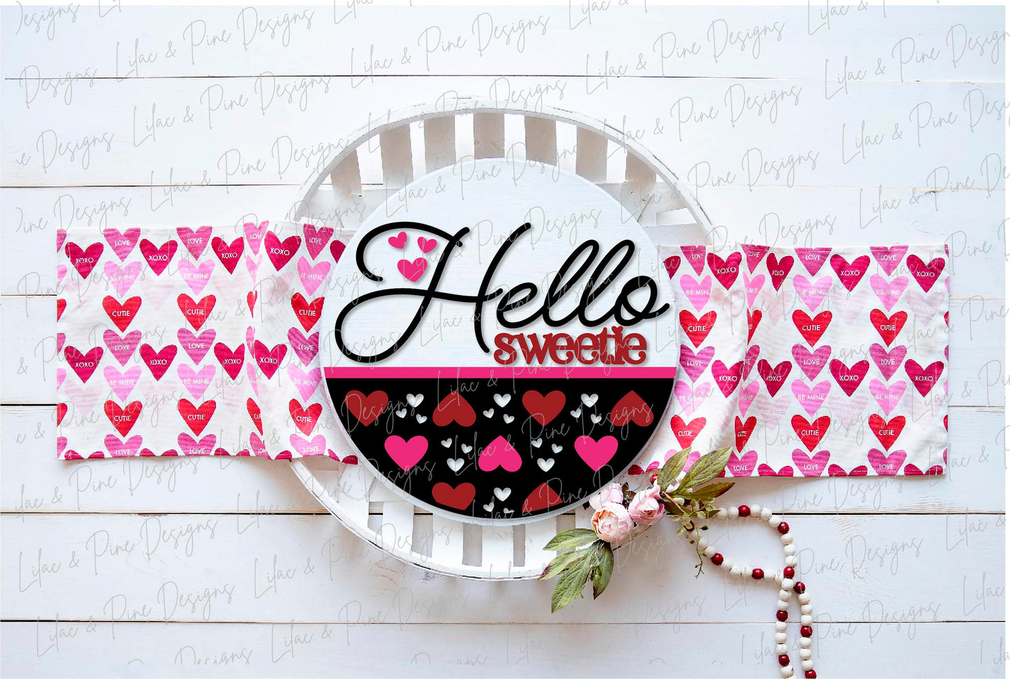 Valentine's Day welcome sign SVG, hello sweetie door hanger SVG, Valentine heart round sign svg, paint party, Glowforge Svg, laser cut file