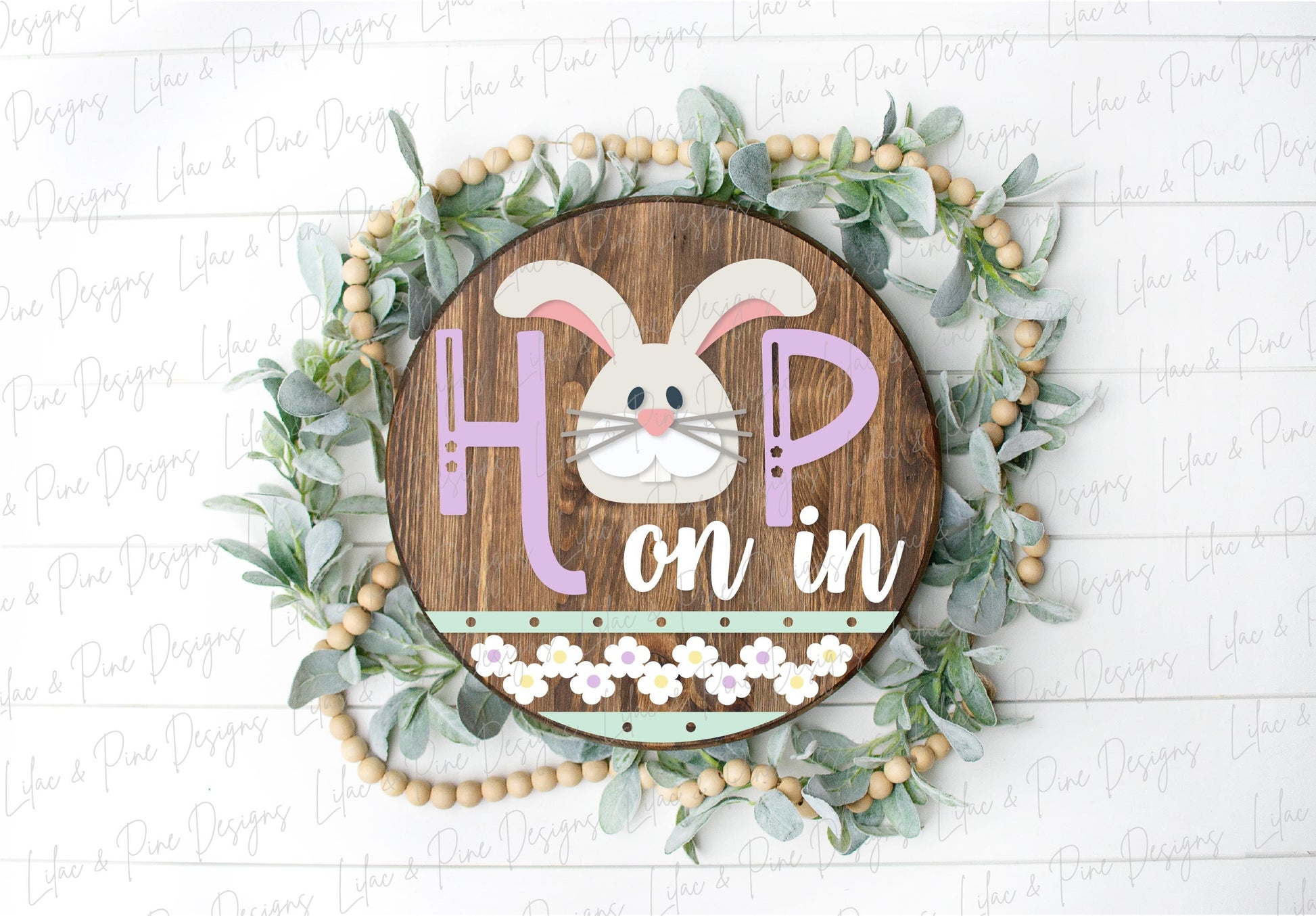 hop on in sign SVG, Easter bunny door hanger, rabbit Welcome SVG, cute Easter decor, spring laser template, Glowforge SVG, laser cut file