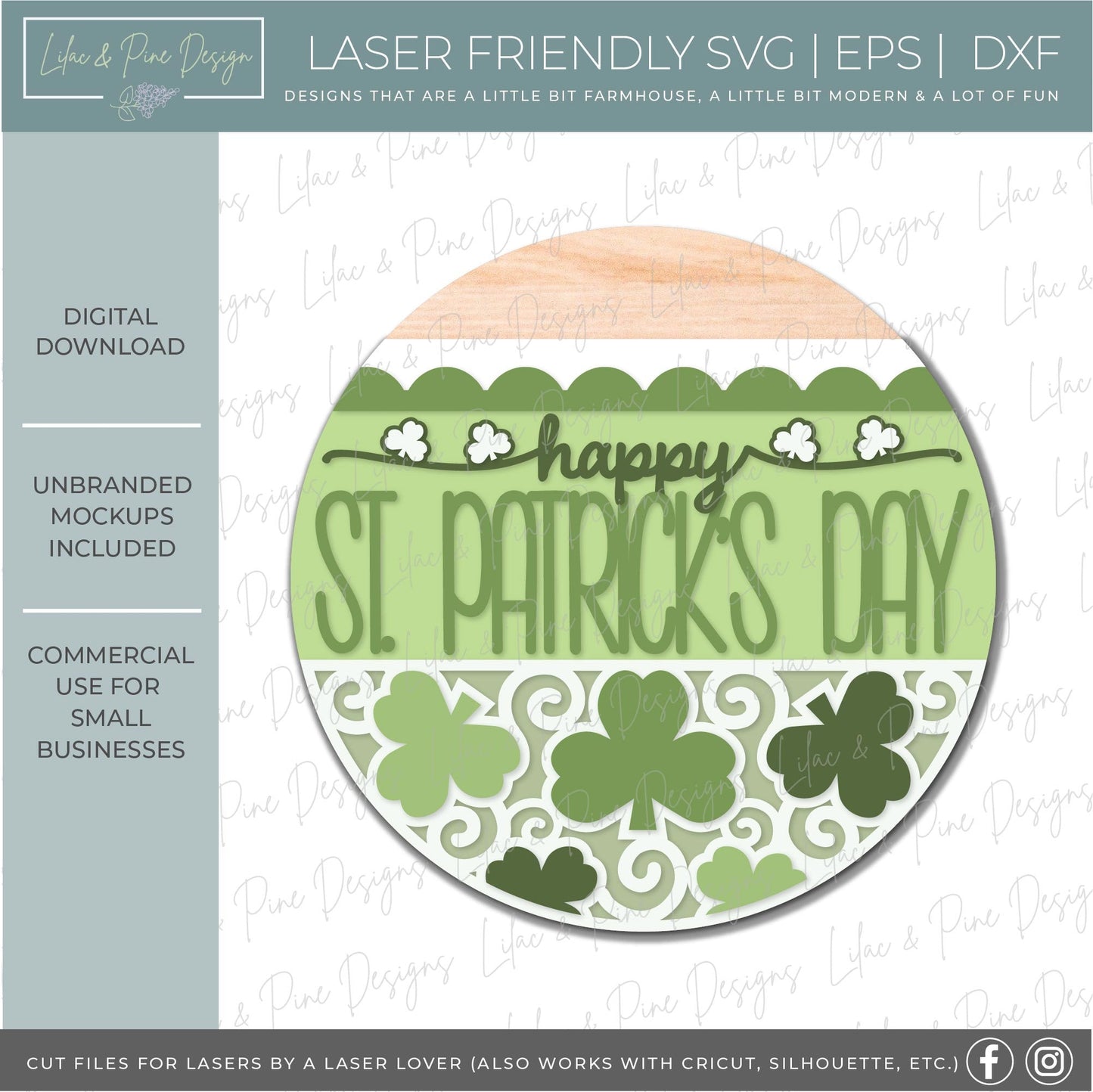 Happy St Patricks Day sign, Shamrock door hanger SVG, St Patrick welcome sign, St Paddys day decor, Irish svg, Glowforge SVG, laser cut file