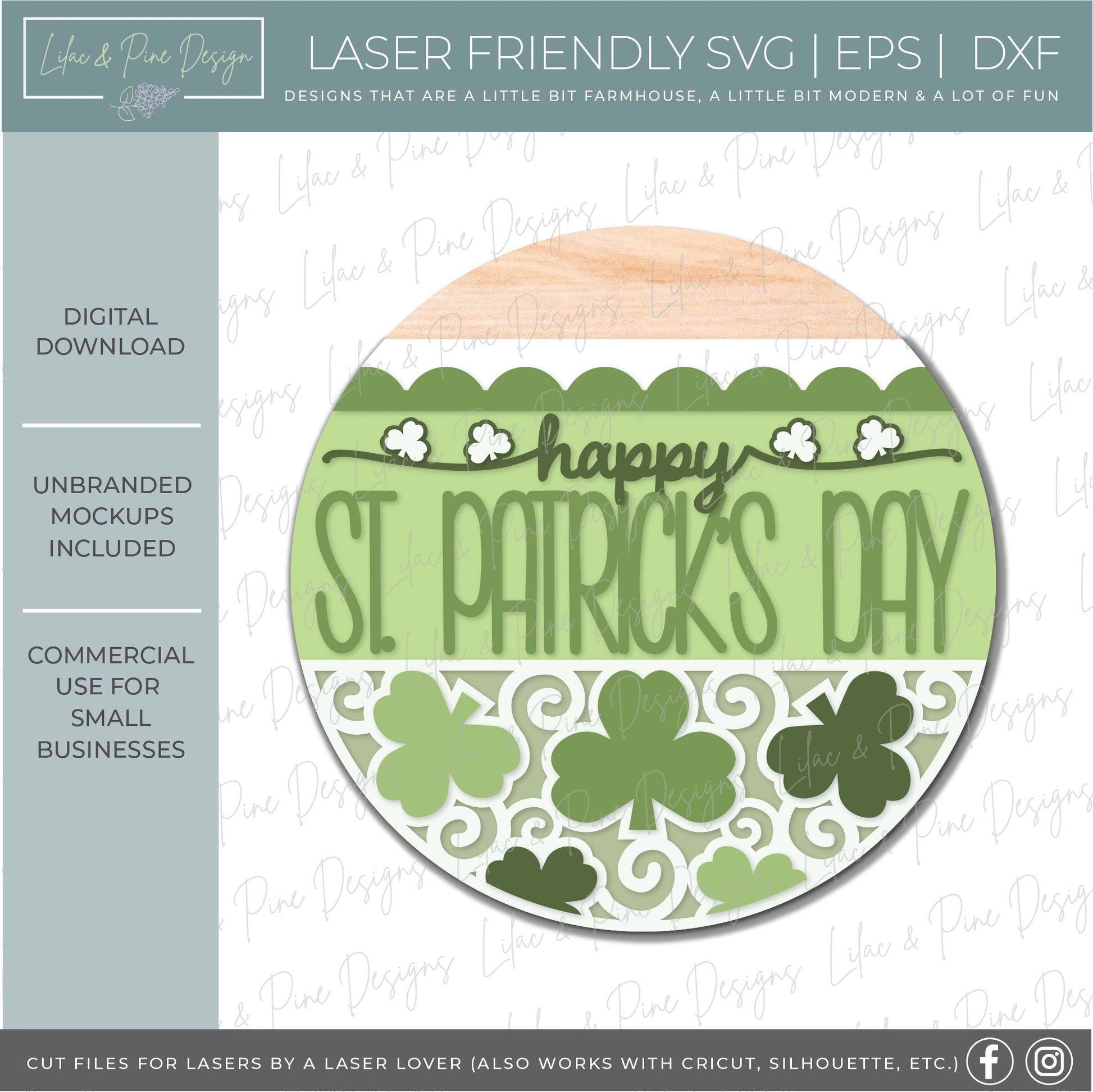 Happy St Patricks Day sign, Shamrock door hanger SVG, St Patrick welcome sign, St Paddys day decor, Irish svg, Glowforge SVG, laser cut file