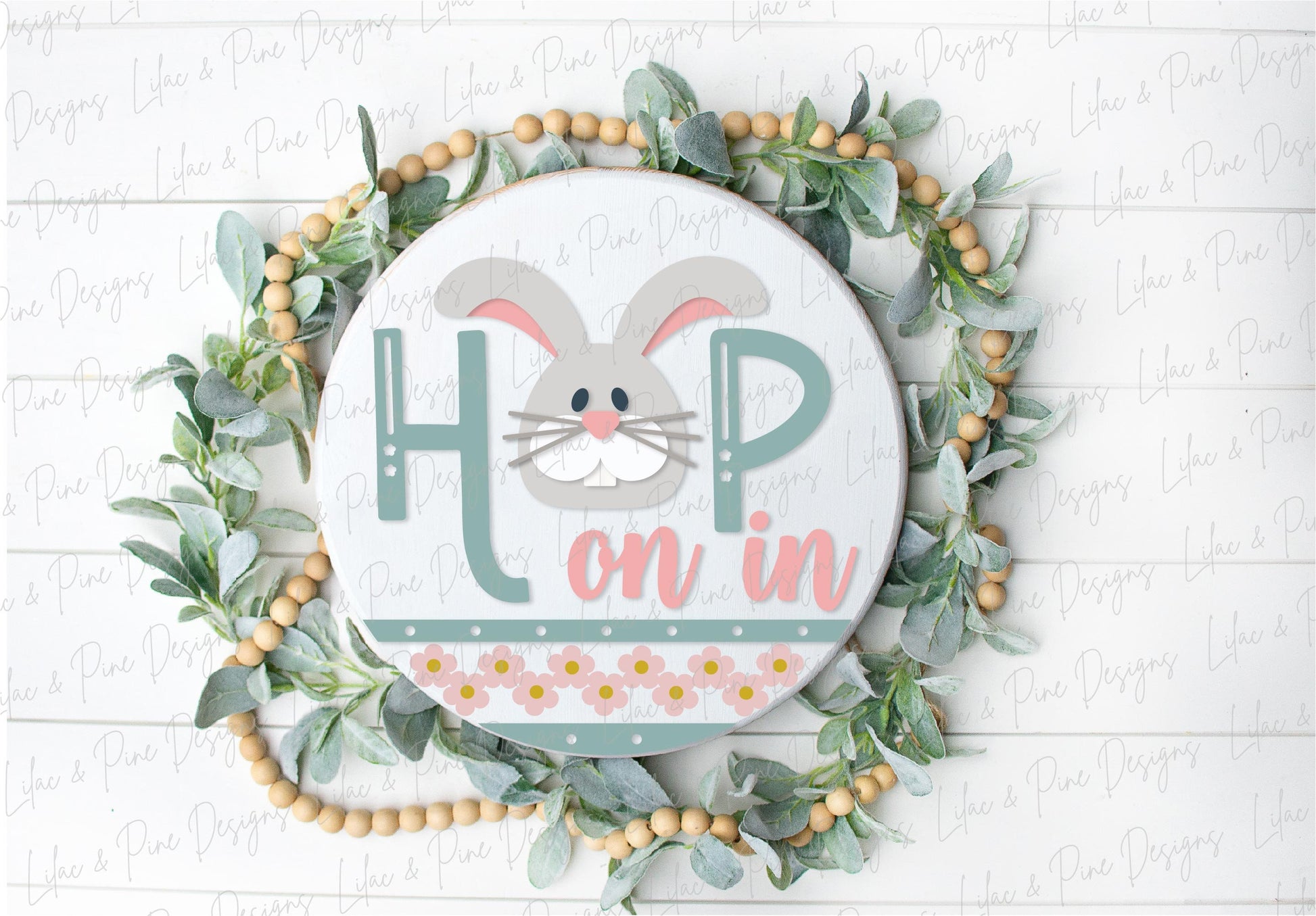 hop on in sign SVG, Easter bunny door hanger, rabbit Welcome SVG, cute Easter decor, spring laser template, Glowforge SVG, laser cut file