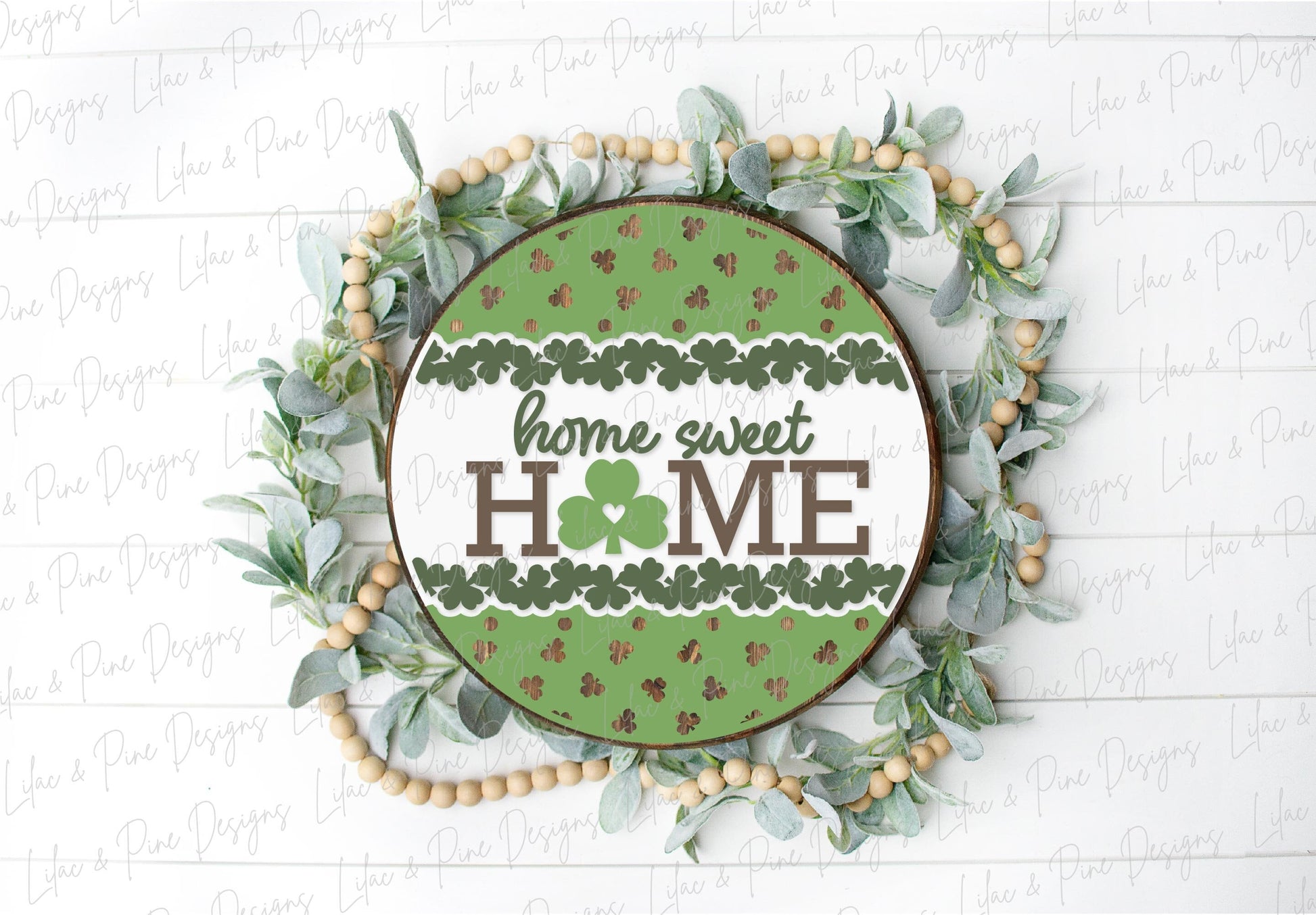 St Patrick Home Sweet Home sign, Shamrock door hanger SVG, St Patricks Day welcome sign, St Paddys day decor, Glowforge SVG, laser cut file