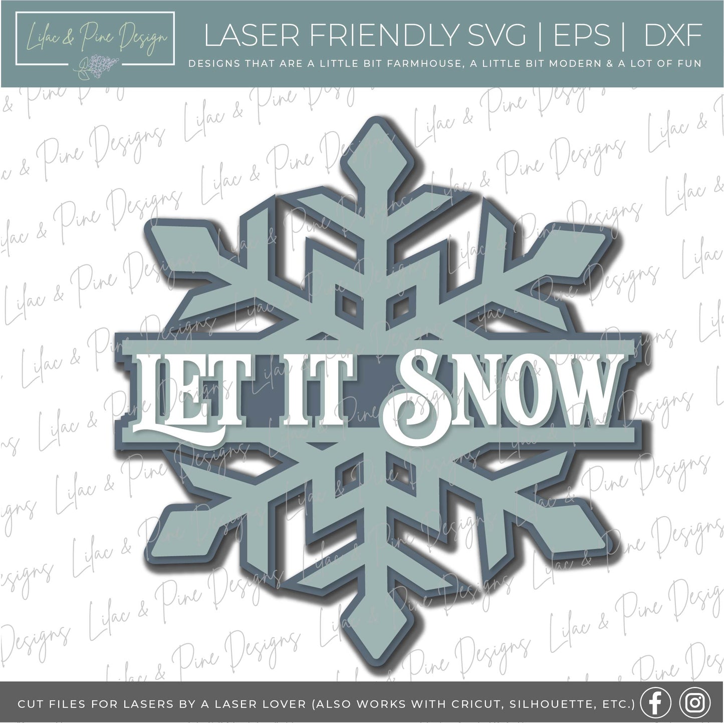Let it Snow door hanger, Snowflake SVG, Snow Welcome sign, Winter decor svg, laser cut file, Glowforge SVG