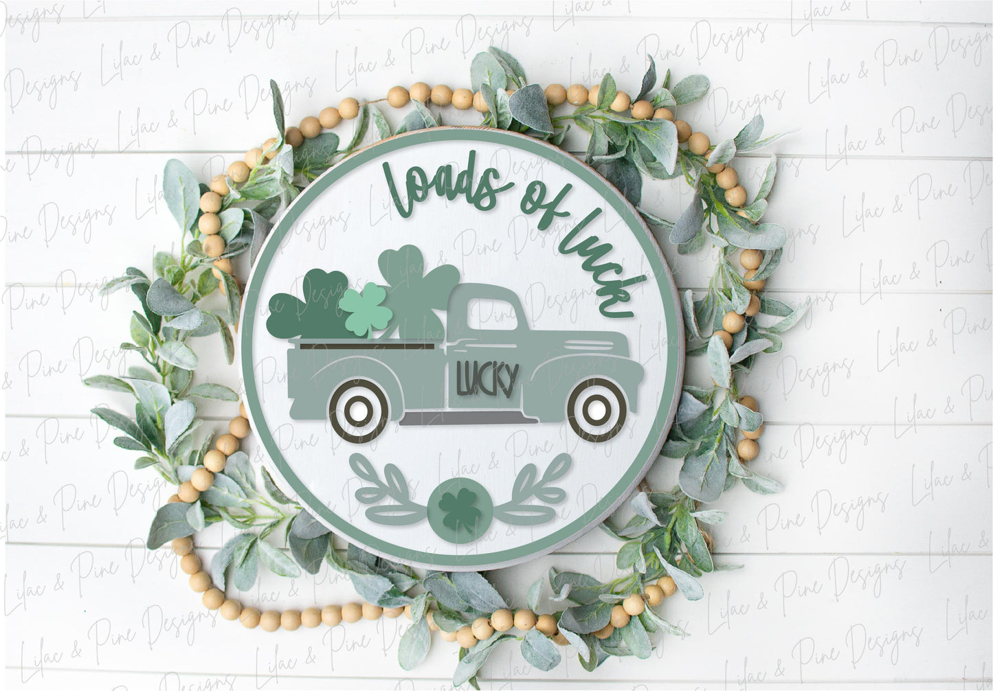 loads of luck SVG, St Patricks Day SVG, St Pattys Day vintage truck SVG, modern farmhouse decor, door round, Glowforge svg, laser cut file