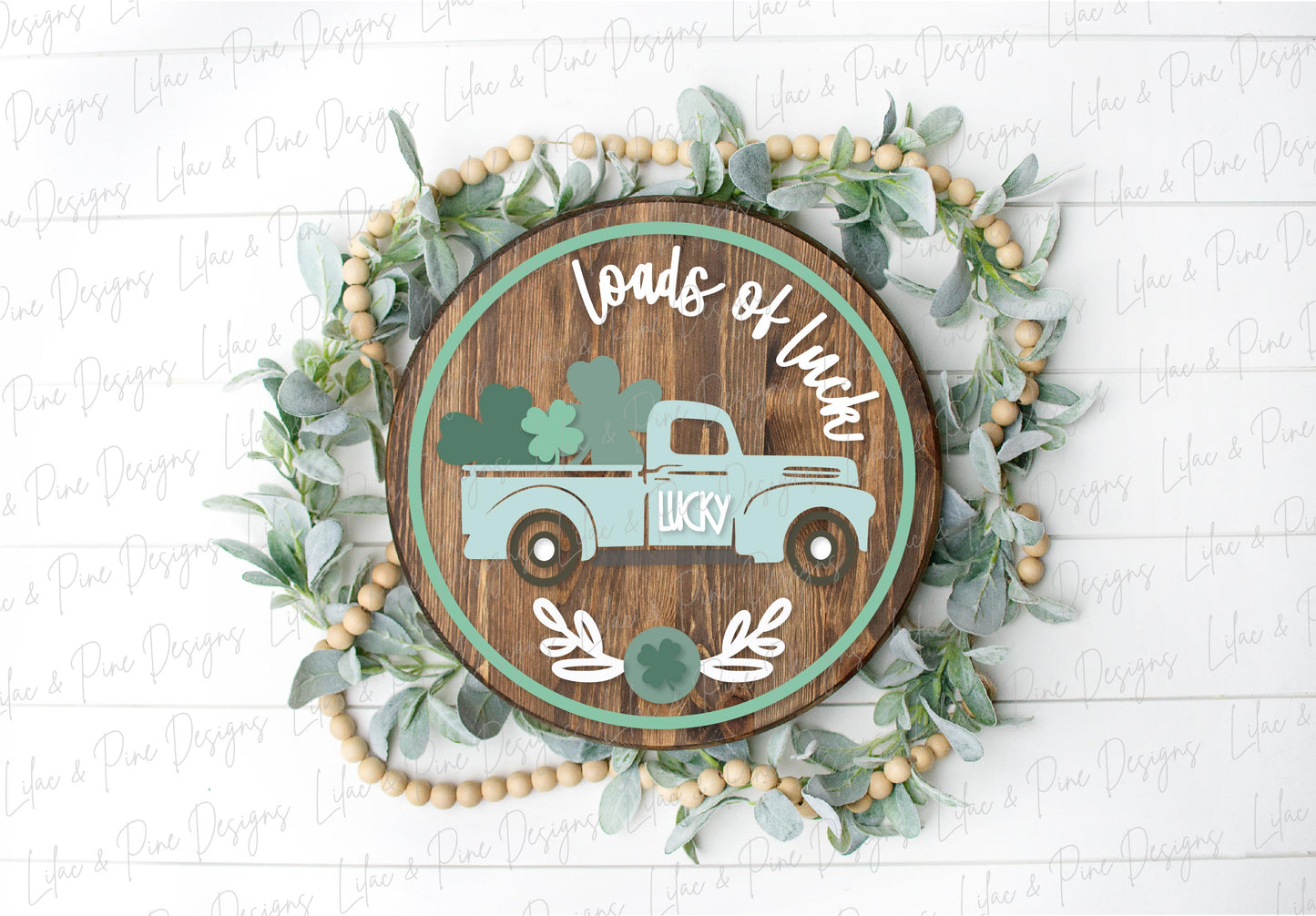 loads of luck SVG, St Patricks Day SVG, St Pattys Day vintage truck SVG, modern farmhouse decor, door round, Glowforge svg, laser cut file