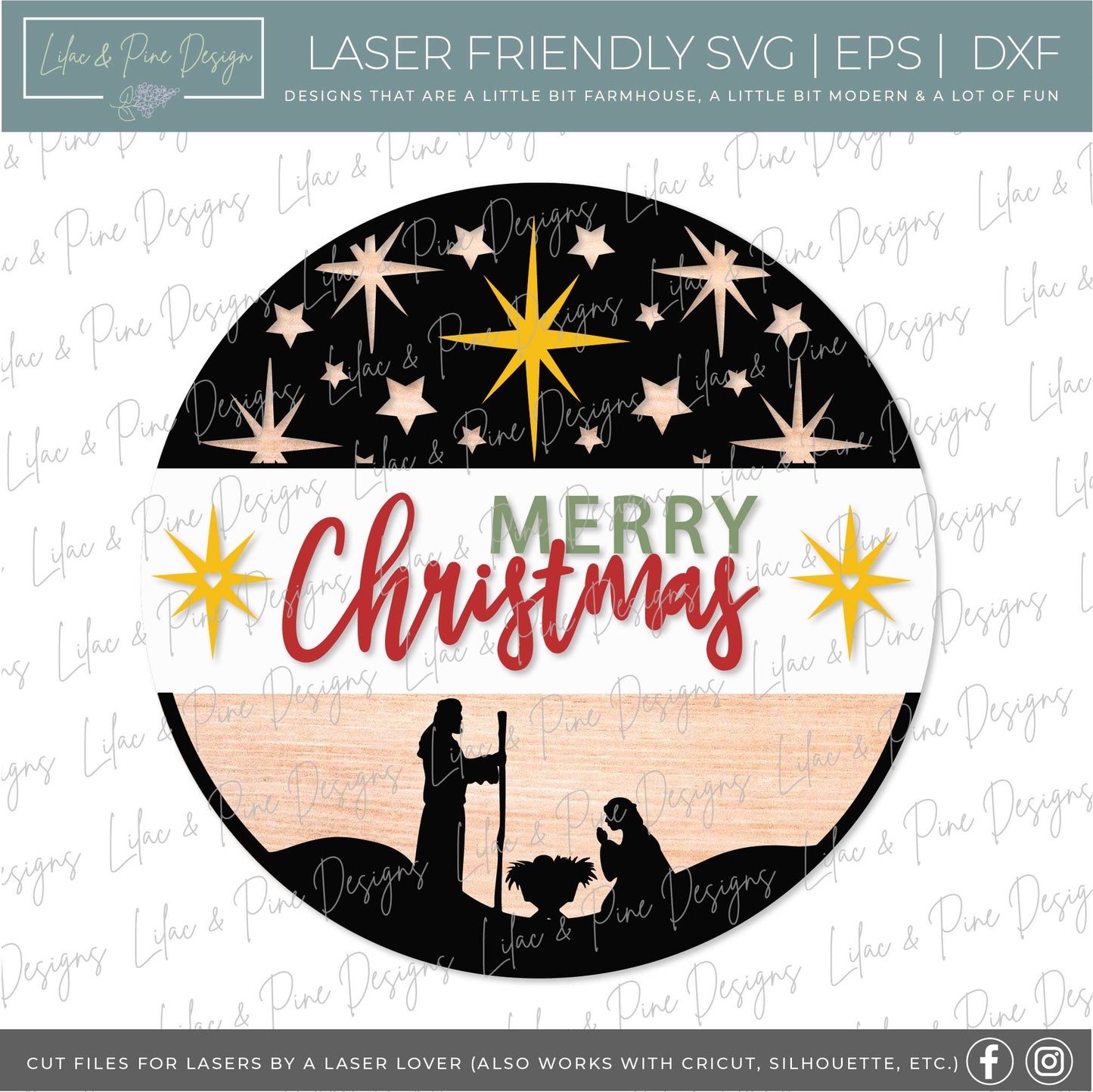 Nativity scene sign, Merry Christmas SVG, Christmas sign SVG, Nativity welcome sign, Manger scene svg, laser cut file, Glowforge SVG