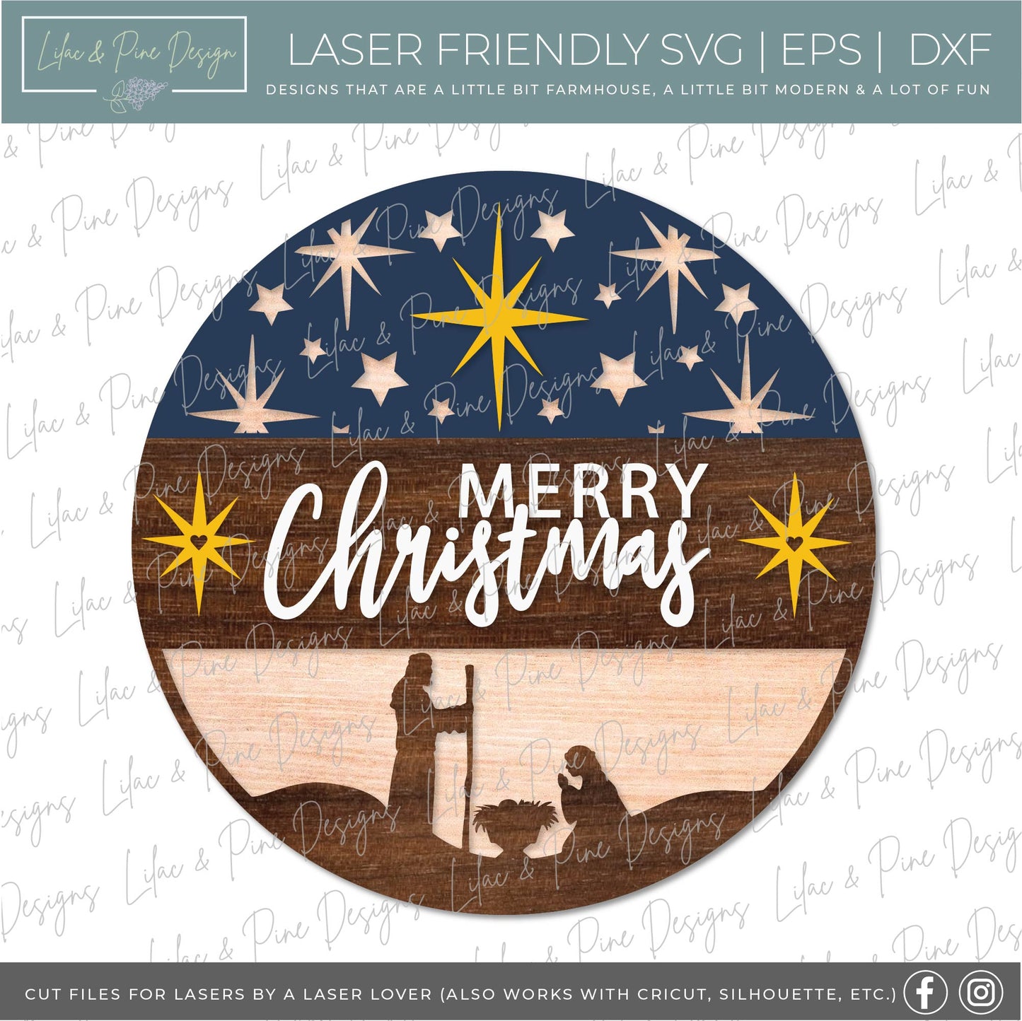 Nativity scene sign, Merry Christmas SVG, Christmas sign SVG, Nativity welcome sign, Manger scene svg, laser cut file, Glowforge SVG