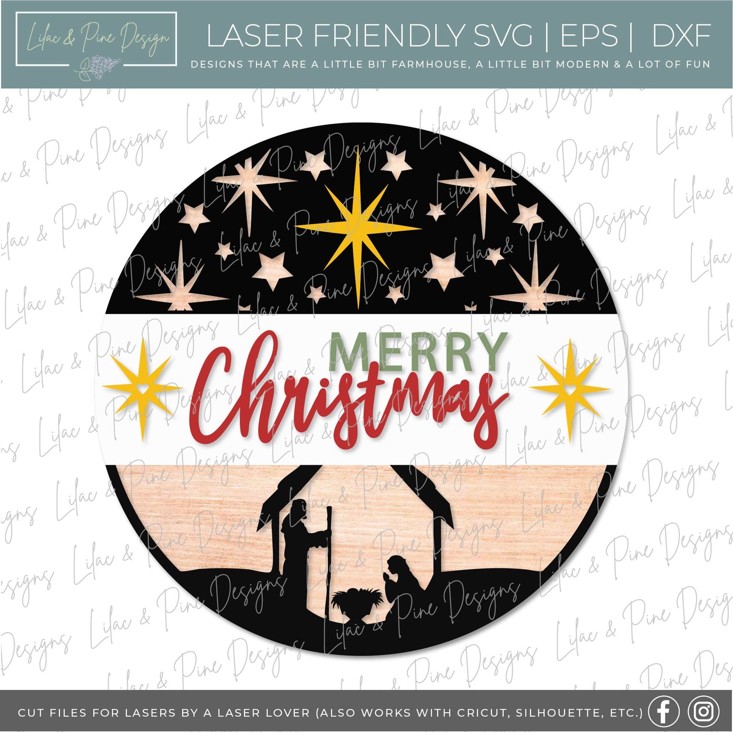 Nativity scene sign, Merry Christmas SVG, Christmas sign SVG, Nativity welcome sign, Manger scene svg, laser cut file, Glowforge SVG