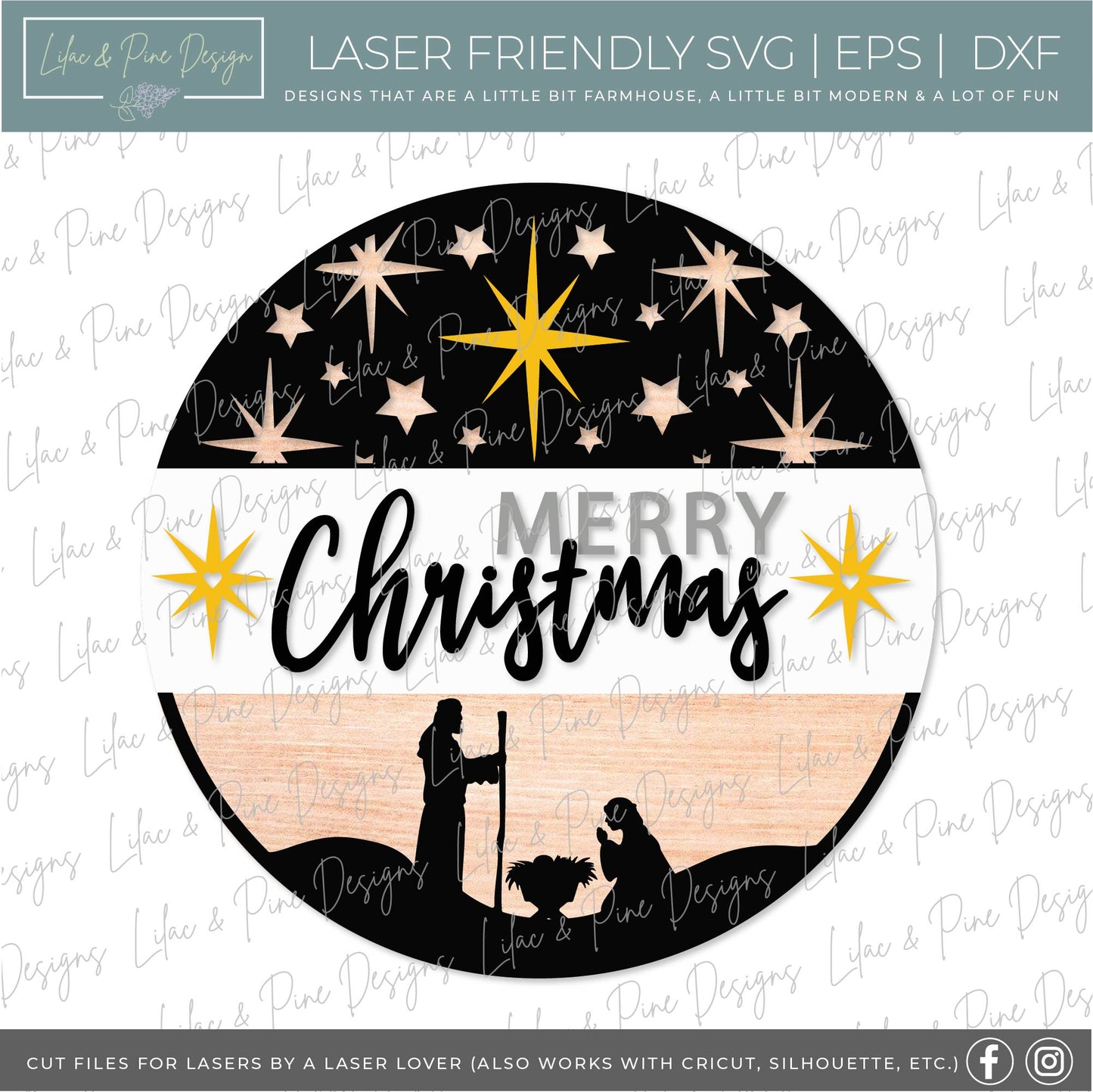 Nativity scene sign, Merry Christmas SVG, Christmas sign SVG, Nativity welcome sign, Manger scene svg, laser cut file, Glowforge SVG