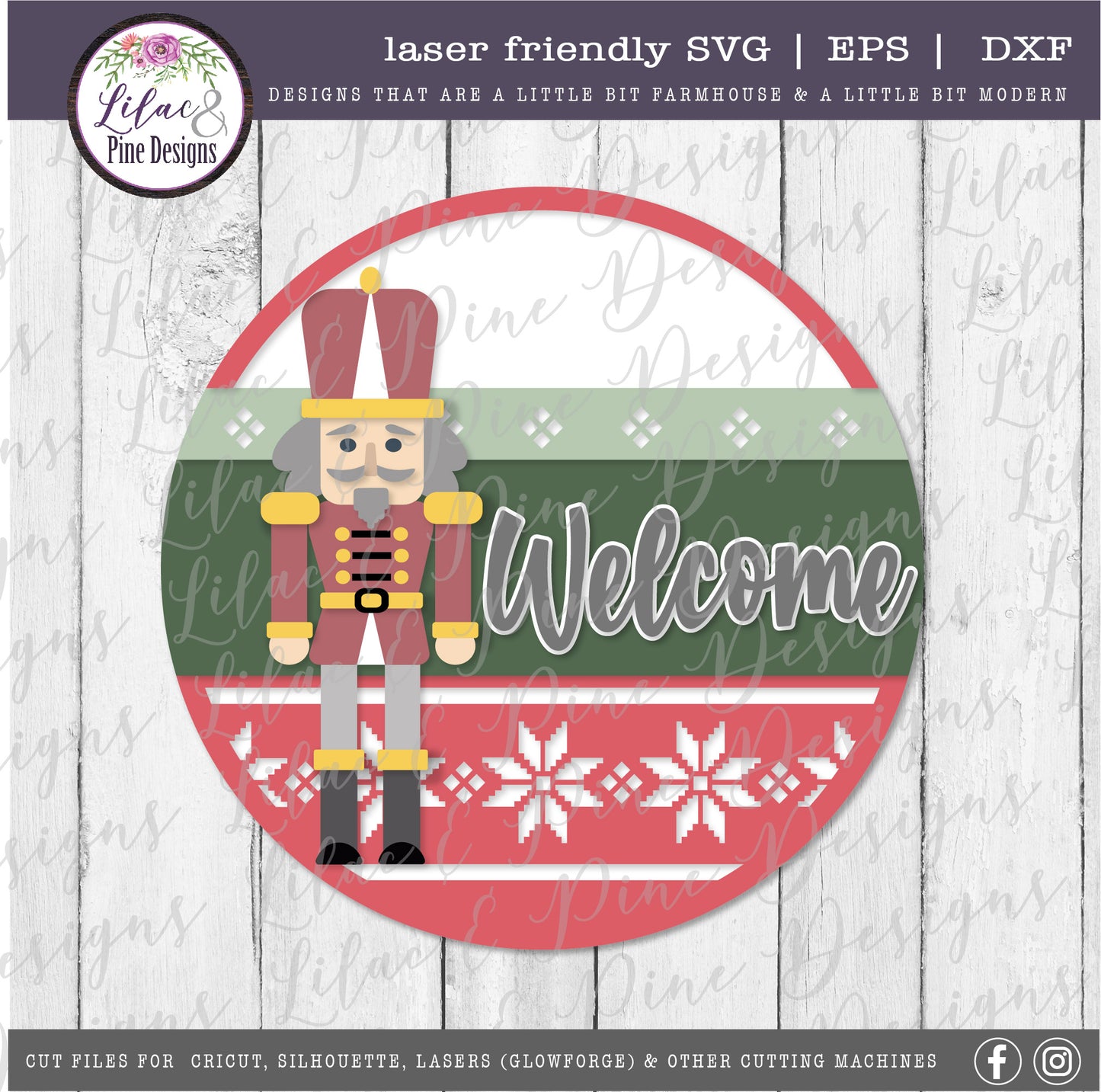 Christmas Welcome sign SVG, Nutcracker welcome SVG, What's Crackin SVG, Christmas sign, nordic pattern SVG, laser cut file, Glowforge SVG