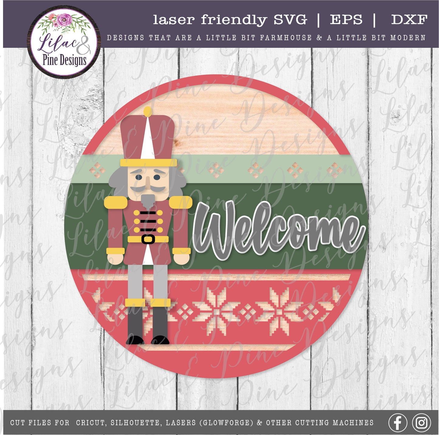 Christmas Welcome sign SVG, Nutcracker welcome SVG, What's Crackin SVG, Christmas sign, nordic pattern SVG, laser cut file, Glowforge SVG