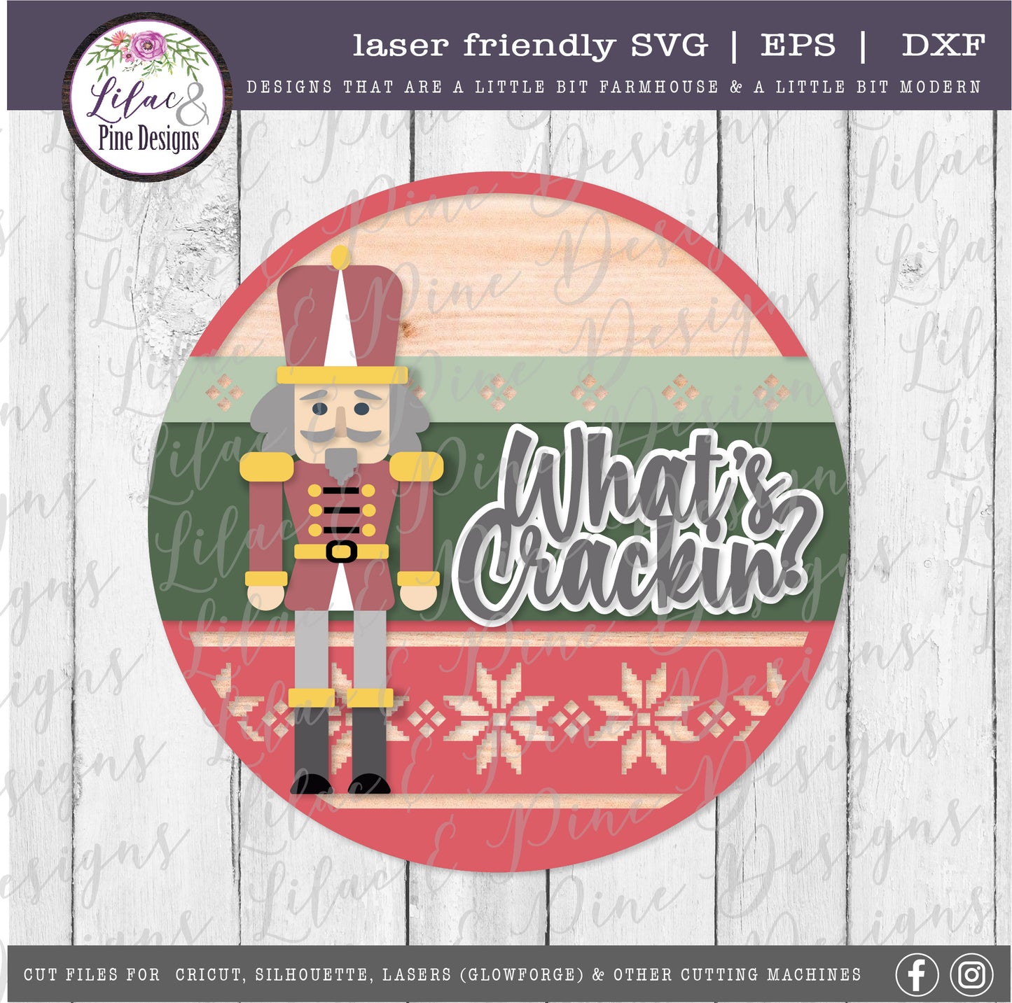 Christmas Welcome sign SVG, Nutcracker welcome SVG, What's Crackin SVG, Christmas sign, nordic pattern SVG, laser cut file, Glowforge SVG