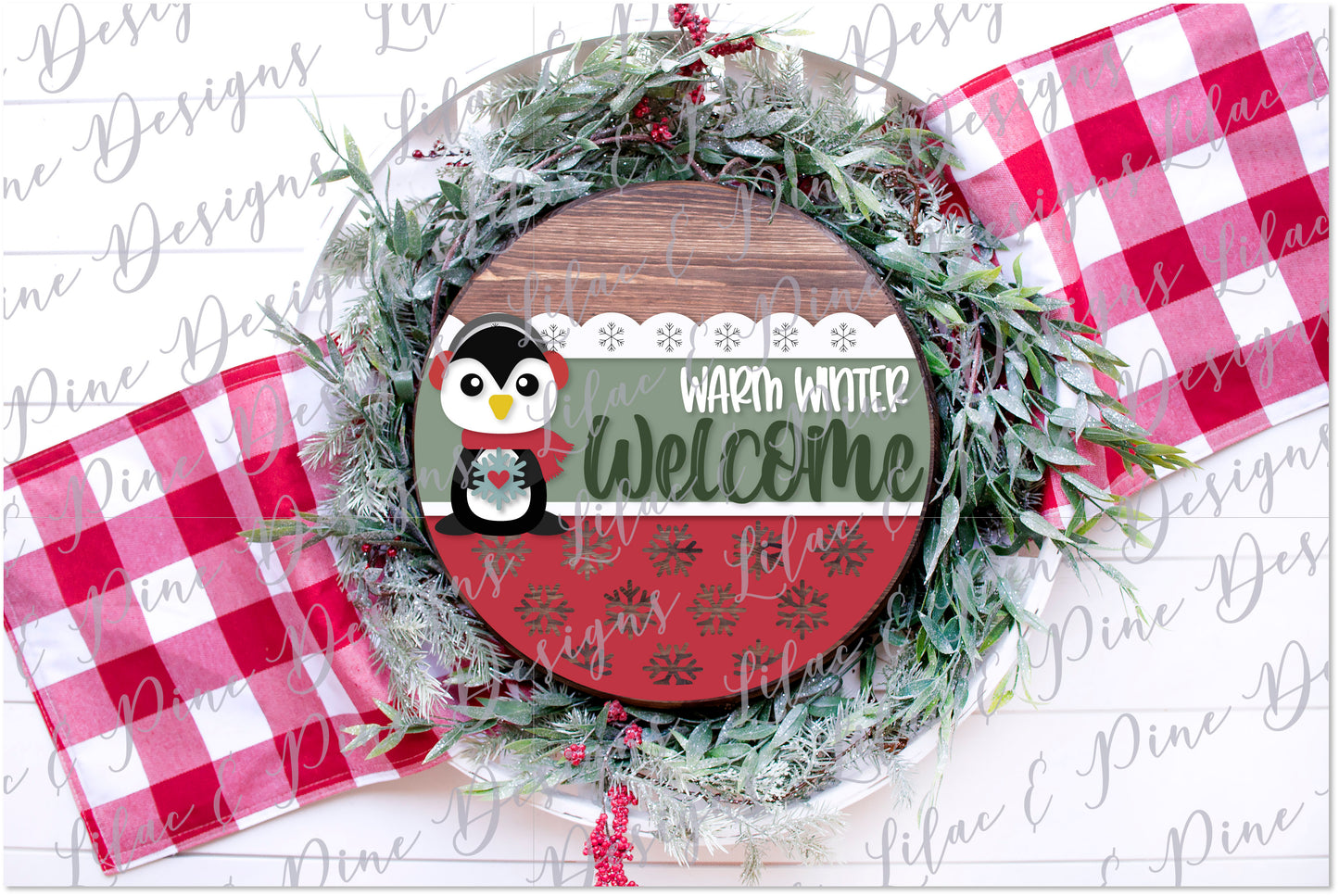 Warm Winter Welcome Penguin sign, Penguin decor svg, Christmas SVG, snowflake pattern svg, winter decor, laser cut file, Glowforge SVG