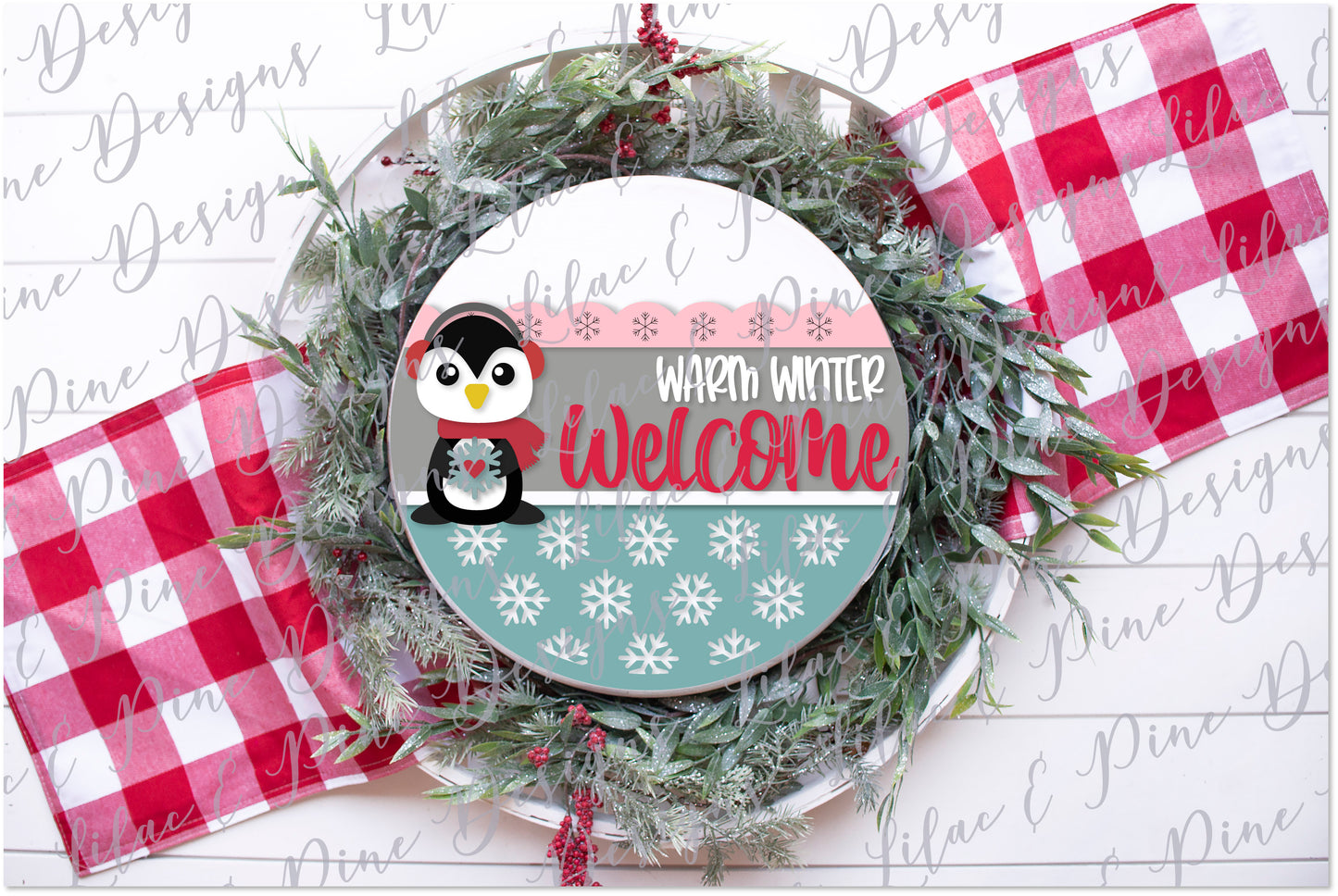 Warm Winter Welcome Penguin sign, Penguin decor svg, Christmas SVG, snowflake pattern svg, winter decor, laser cut file, Glowforge SVG