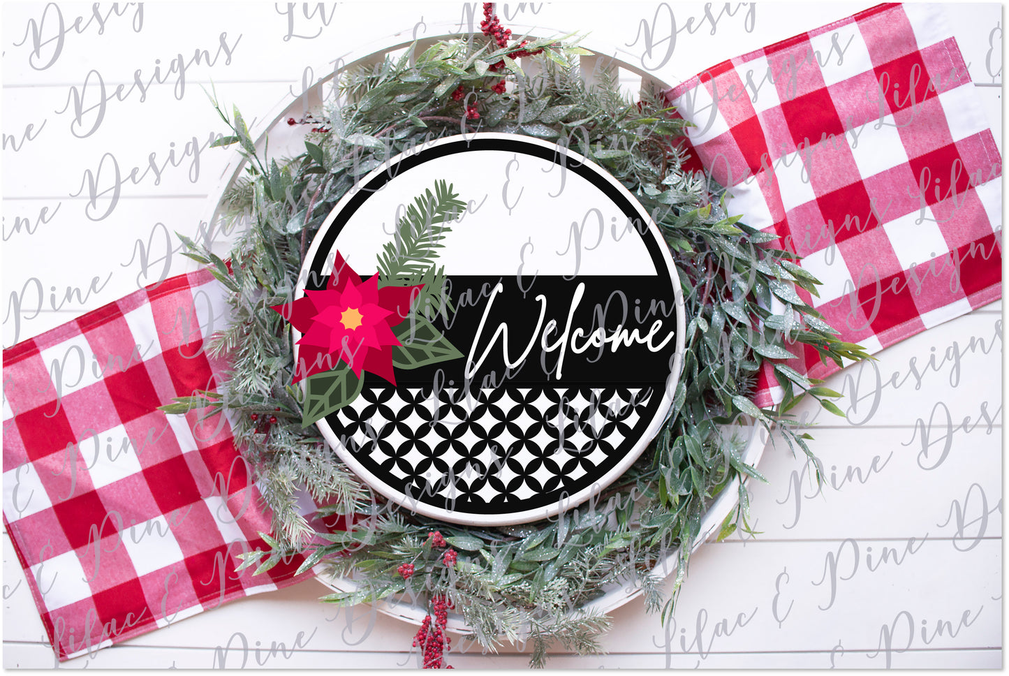 Christmas Welcome sign SVG, Poinsettia SVG, Christmas Floral SVG, Holiday Floral sign SVG, Elegant Christmas sign, laser cut file, Glowforge SVG
