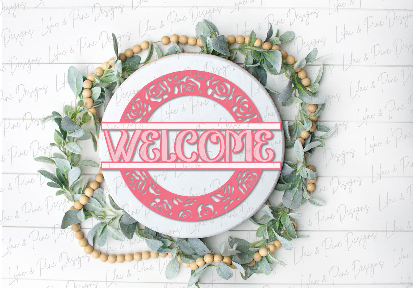 Rose Welcome Door hanger, floral decor SVG, rose svg, flower SVG, spring sign, summer sign SVG Glowforge Svg, laser cut file