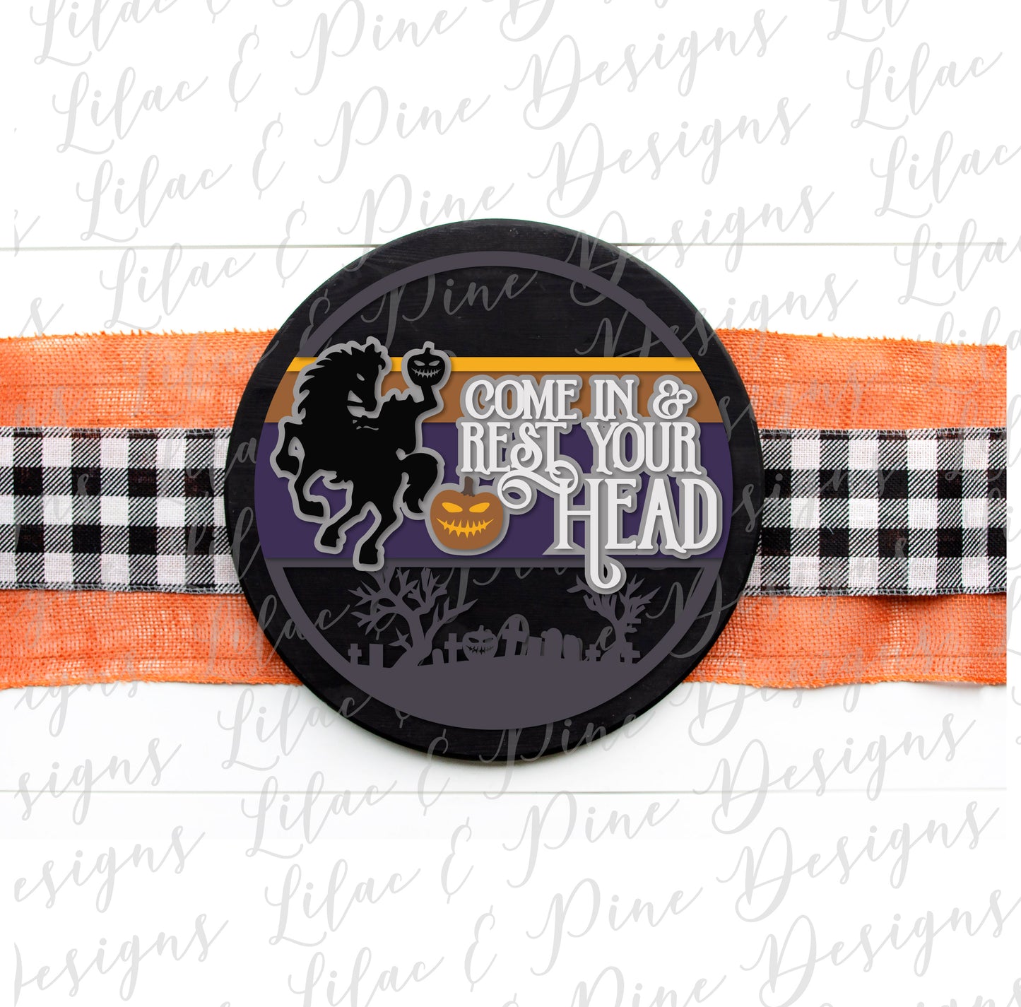 Sleepy Hollow sign SVG, Headless Horseman SVG, Rest your Head Halloween Welcome SVG, Spooky SVG, Jack o Lantern SVG, Door Round, Happy Halloween SVG, Halloween decor, laser cut file, Glowforge SVG