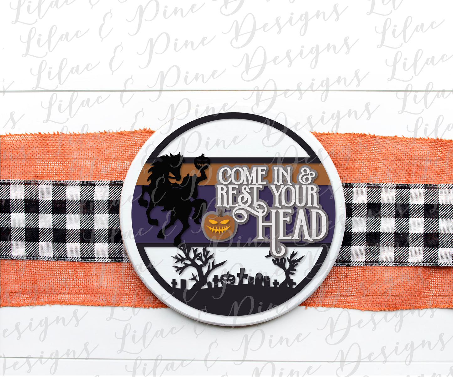Sleepy Hollow sign SVG, Headless Horseman SVG, Rest your Head Halloween Welcome SVG, Spooky SVG, Jack o Lantern SVG, Door Round, Happy Halloween SVG, Halloween decor, laser cut file, Glowforge SVG