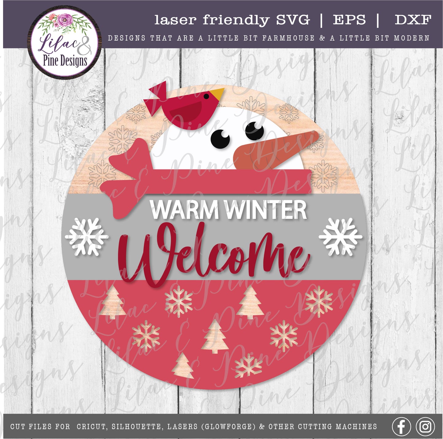 Warm Winter Welcome sign SVG, Snowman Welcome SVG, Winter decor SVG, Snowman porch sign SVG, Winter round sign, laser cut file, Glowforge SVG