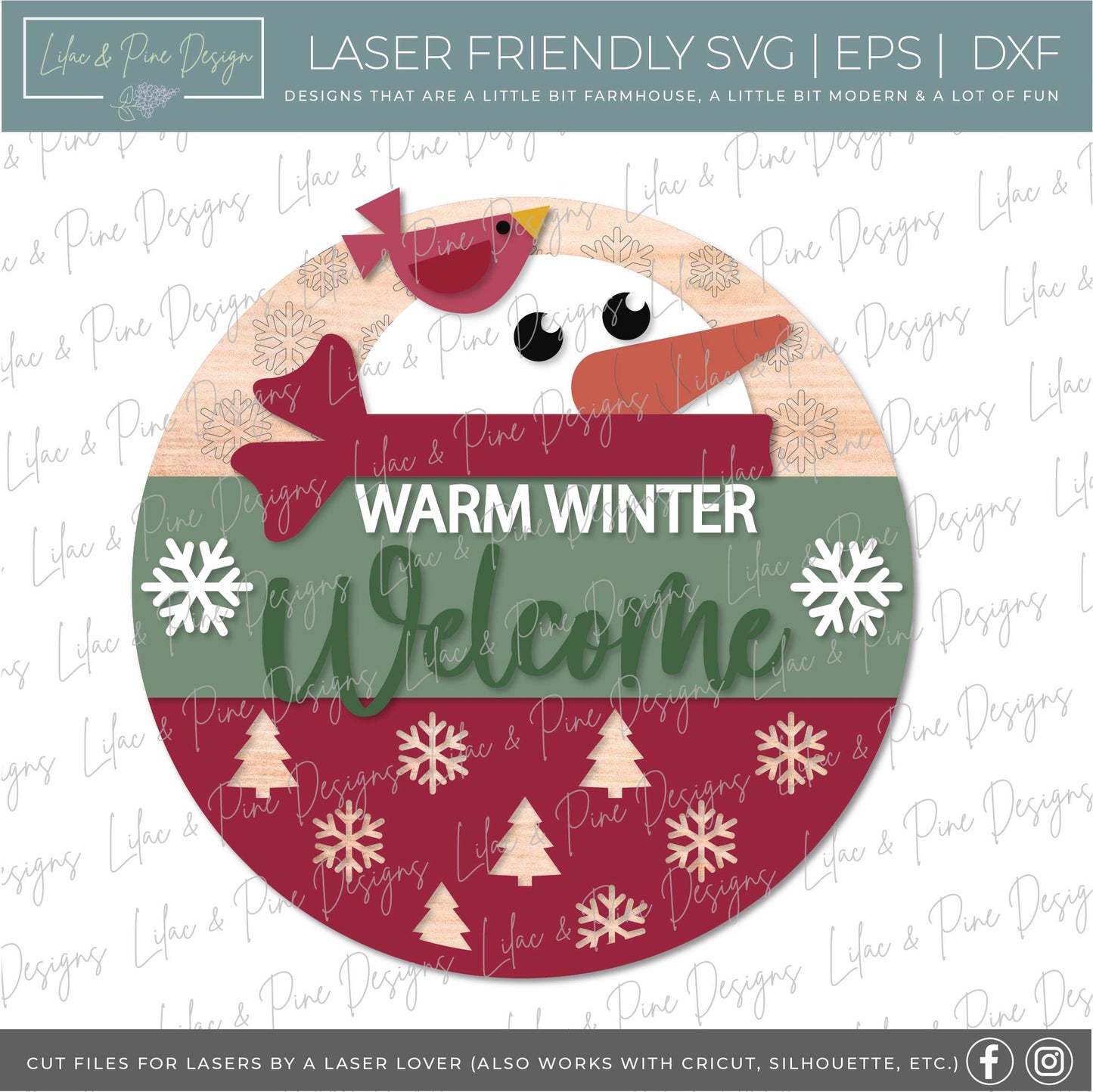Warm Winter Welcome sign SVG, Snowman Welcome SVG, Winter decor SVG, Snowman porch sign SVG, Winter round sign, laser cut file, Glowforge SVG