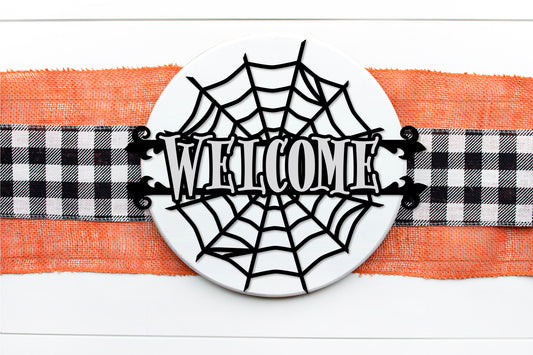 Spiderweb welcome sign SVG, Halloween welcome SVG, Spiderweb SVG, Spiders SVG, Halloween decor SVG, personalized Halloween SVG, laser cut file, Glowforge Svg