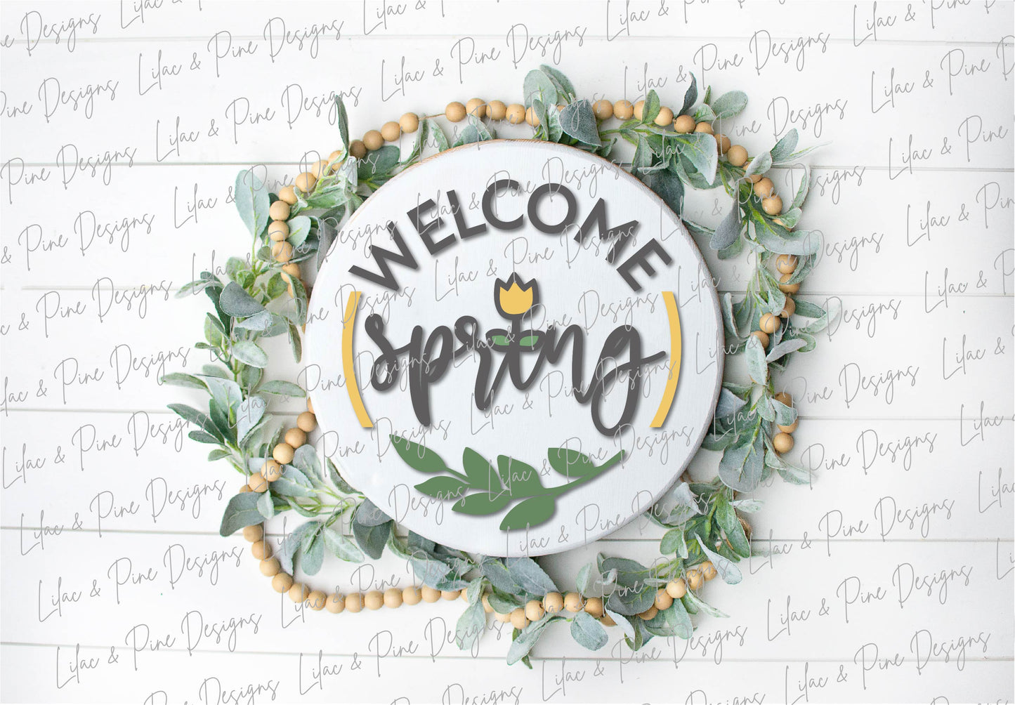Welcome Spring round sign SVG, spring floral door round SVG, tulip svg, floral SVG, farmhouse spring decor, Glowforge Svg, laser cut file