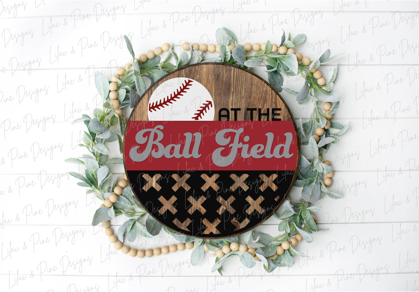 At the Ball Field round sign- baseball sign SVG- door round