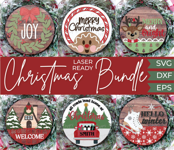 Christmas Door Hanger bundle SVG, Holiday welcome signs, Glowforge Svg ...