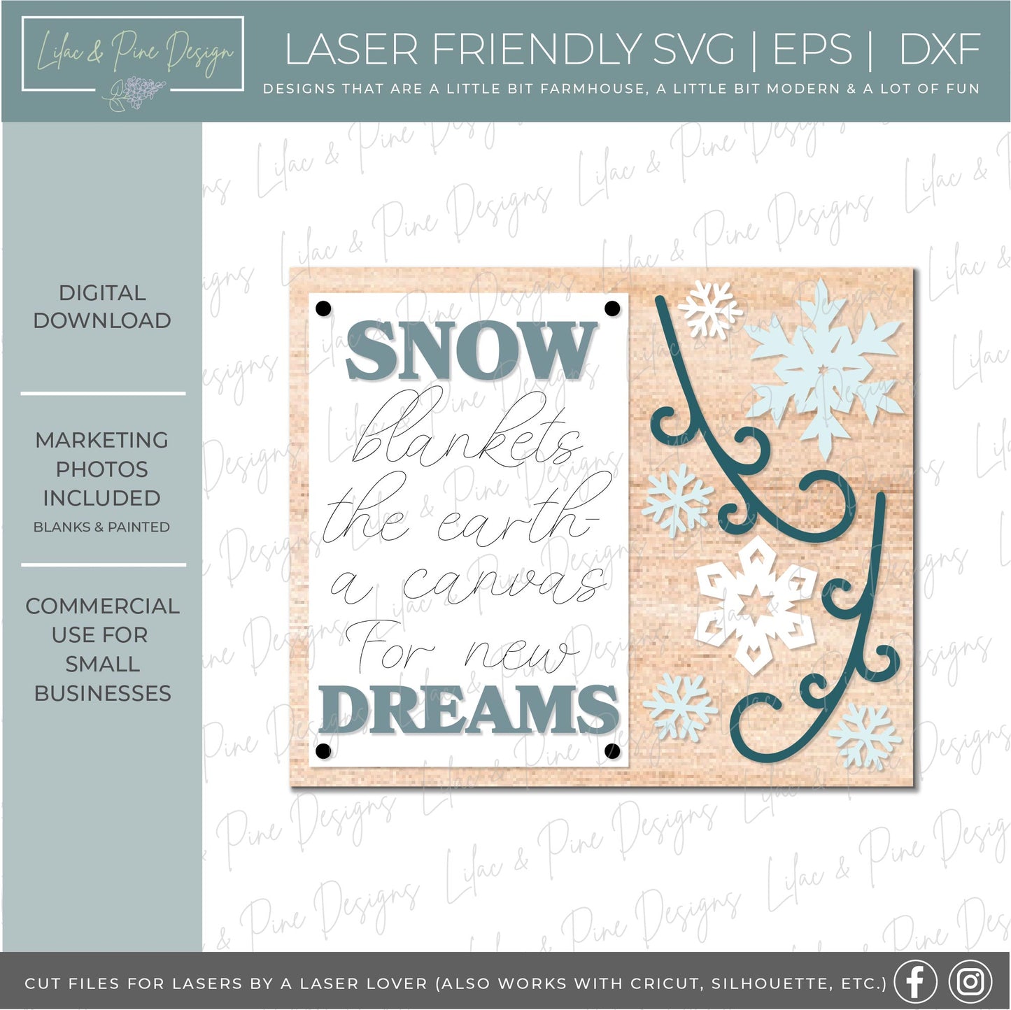 Snow sign SVG - Winter quote sign SVG - New Year New Dreams SVG
