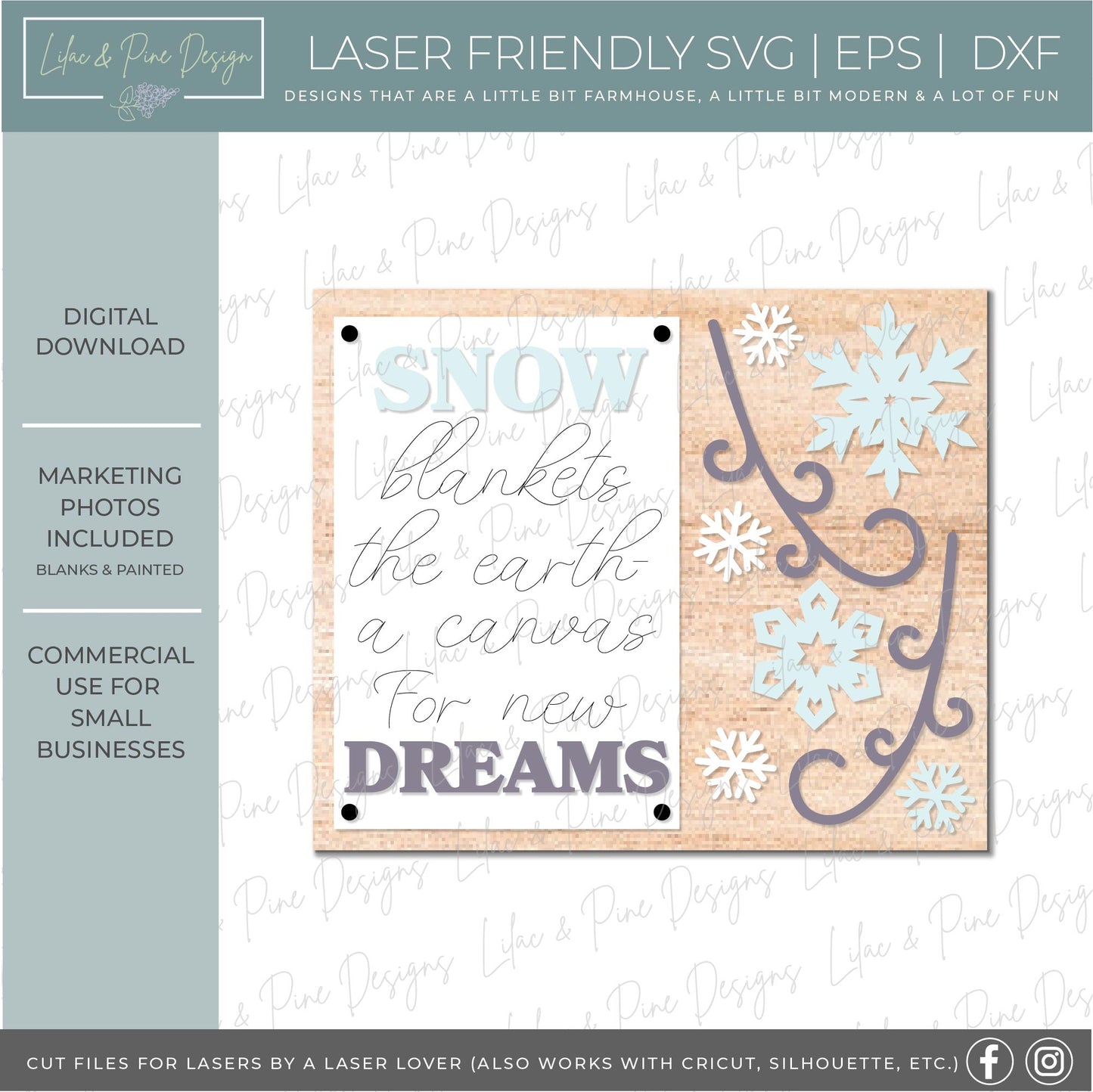 Snow sign SVG - Winter quote sign SVG - New Year New Dreams SVG