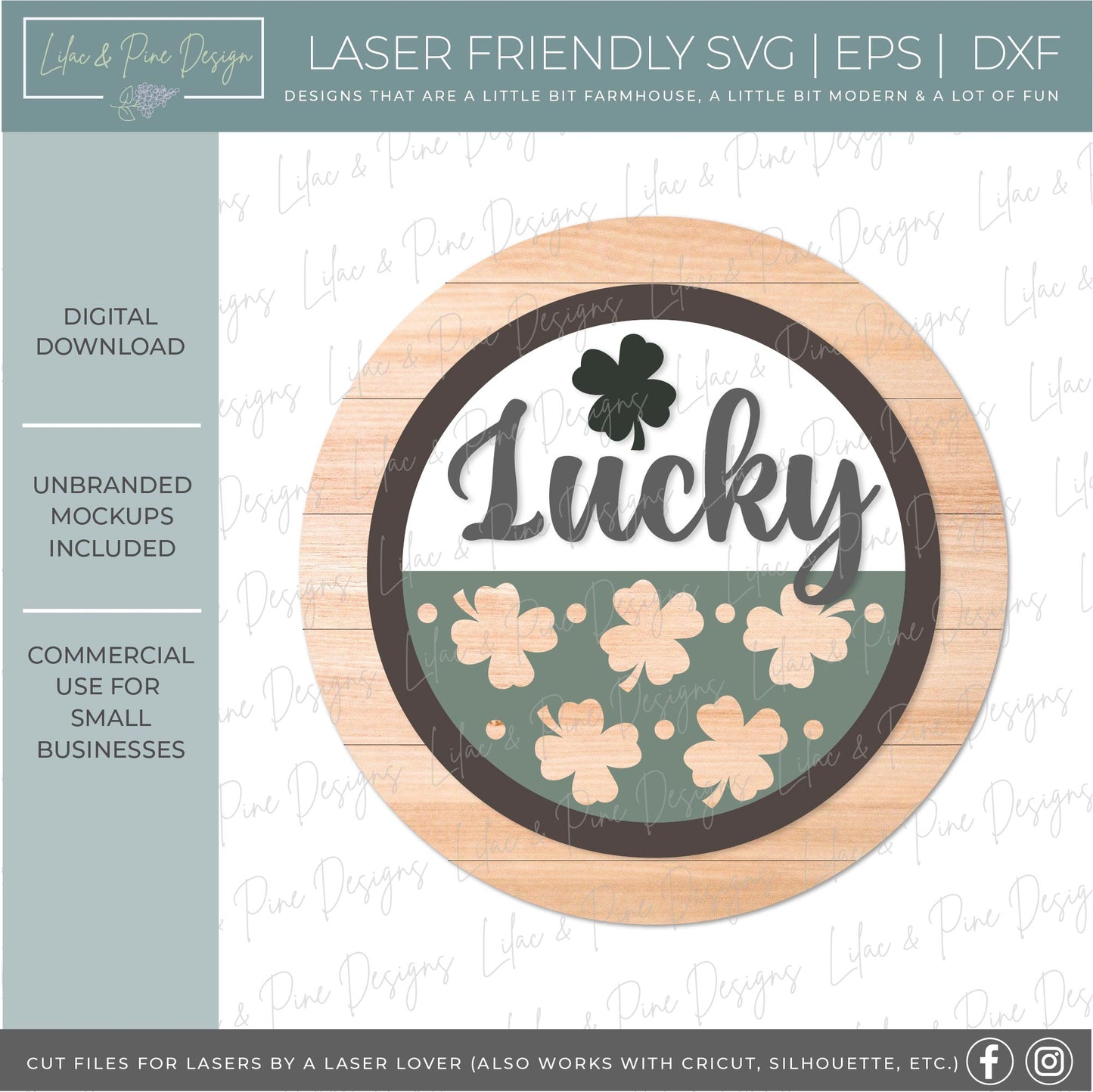 Round Interchangeable Insert - be my Valentine SVG - Lucky SVG - Glowforge SVG - laser cut file