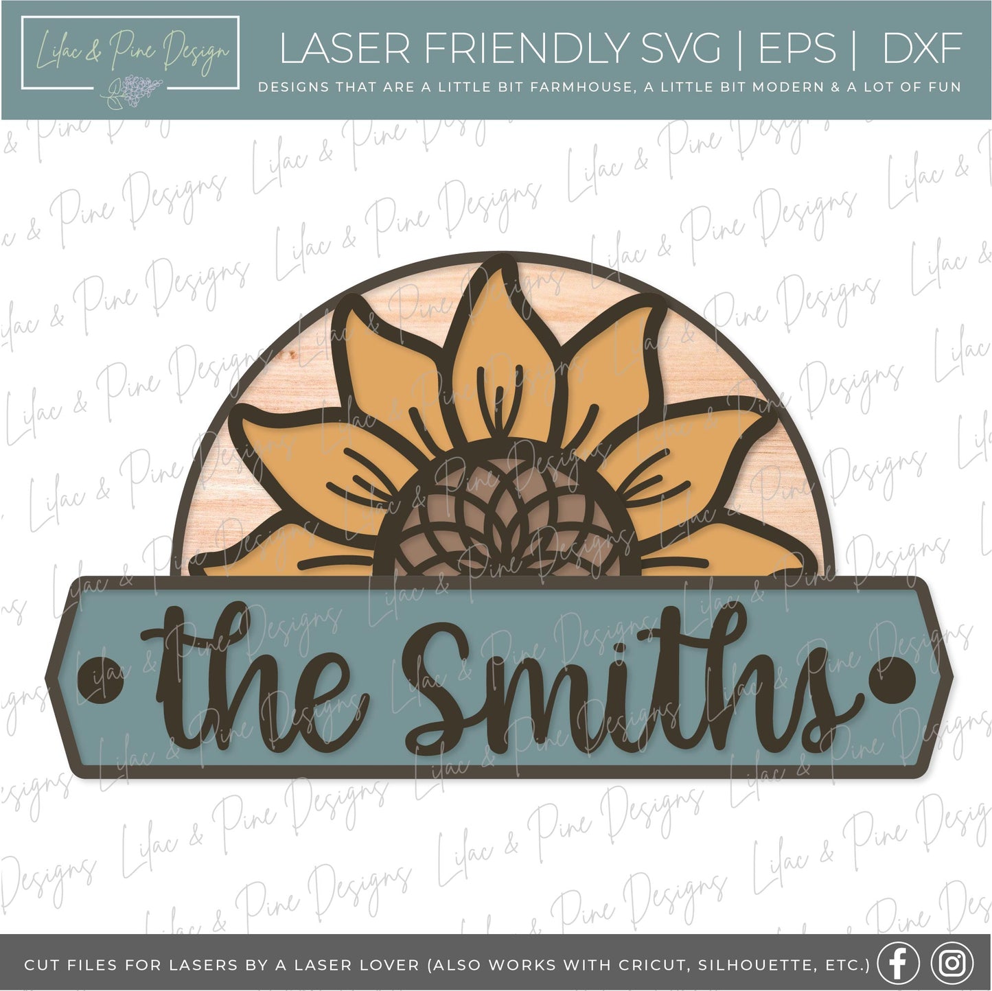 Sunflower welcome sign, shaped door hanger, summer porch sign, fall porch decor, Glowforge SVG, laser cut file