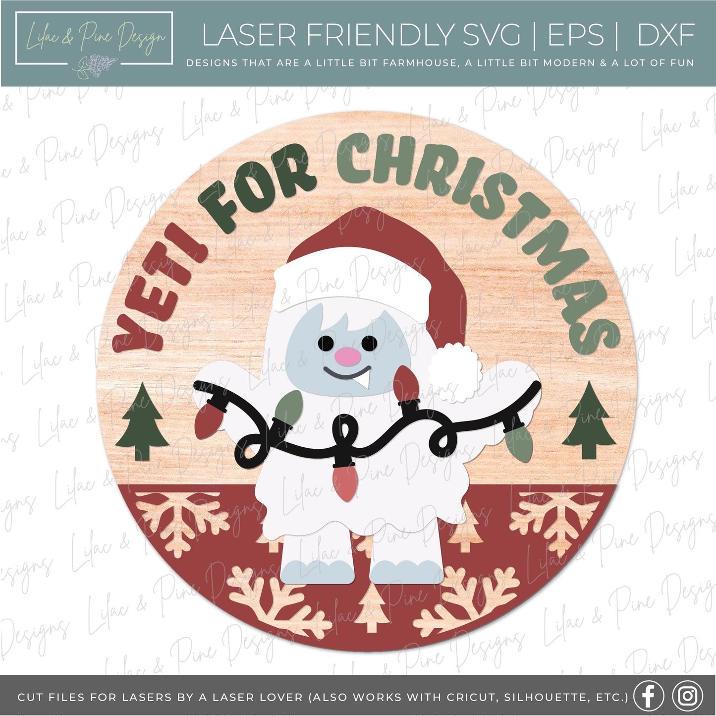 Christmas Door Hanger bundle SVG, Holiday welcome signs, Yeti Christmas SVG, Gingerbread Sign, Santa SVG, Glowforge Svg, laser cut file